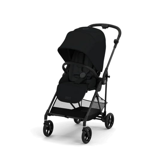 Black stroller on a transparent background
