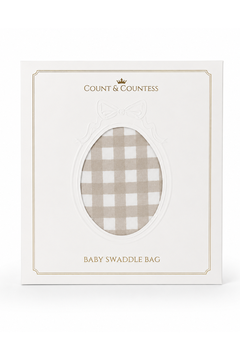 Baby Swaddle Bag - Oat Gingham