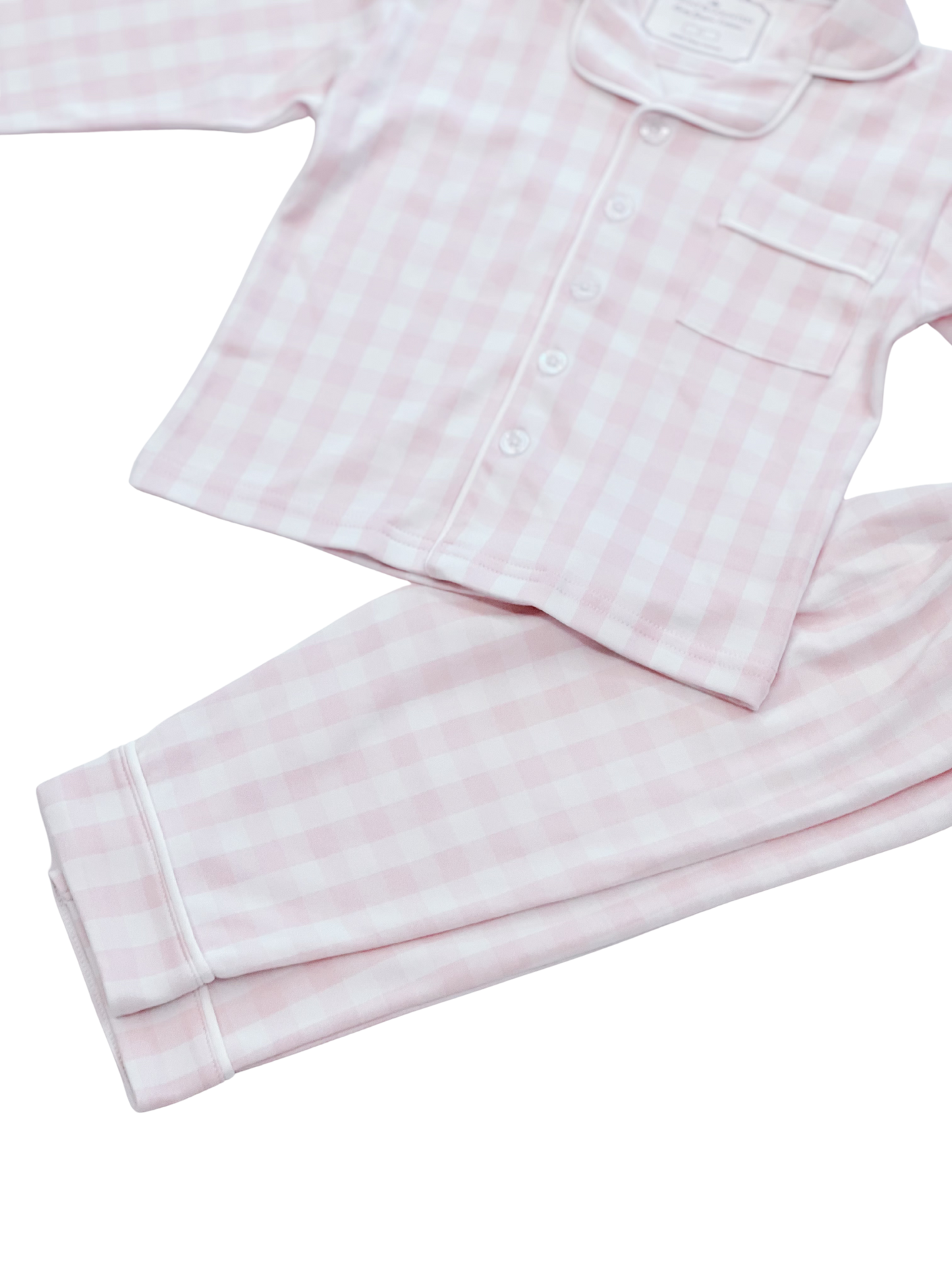 Kids Pima Loungewear Pyjamas in Pink Gingham