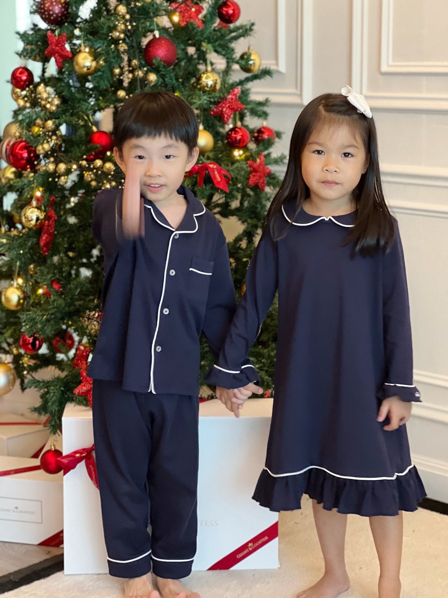 Pima Cotton Girl's Sleep Dress - Urban Navy