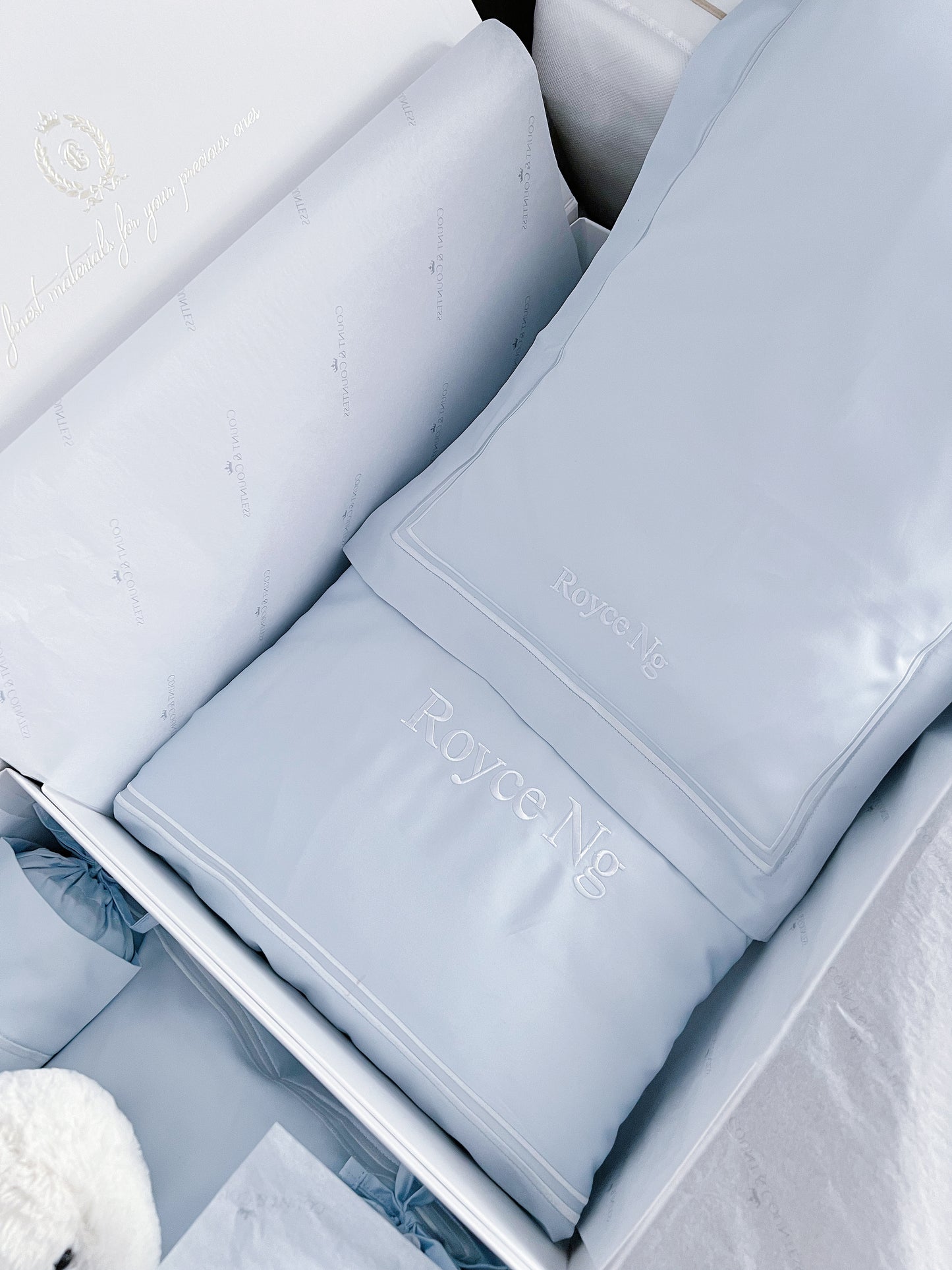 Egyptian Cotton Baby Pillow & Duvet Set-Dreamy Blue