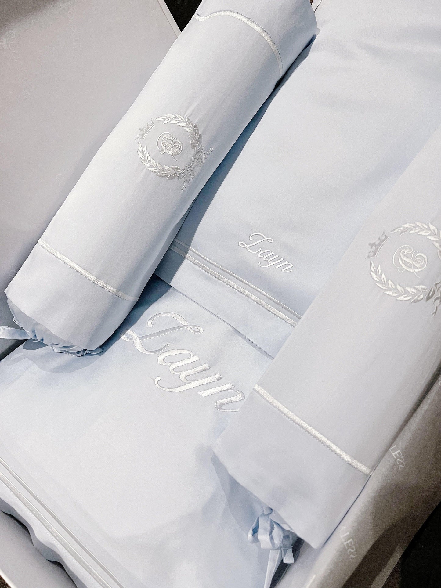 Egyptian Cotton Baby Pillow, Bolsters & Duvet Set -Dreamy Blue