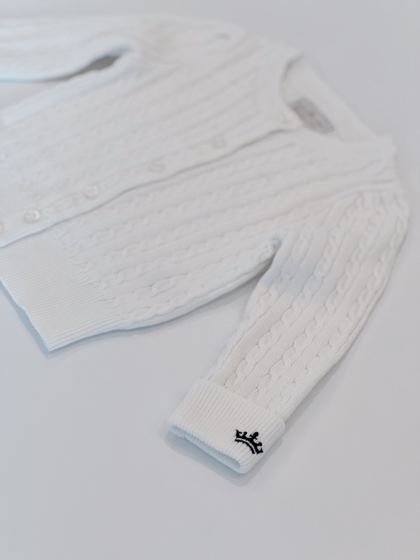 Organic Cotton Cable-Knit Cardigan - White