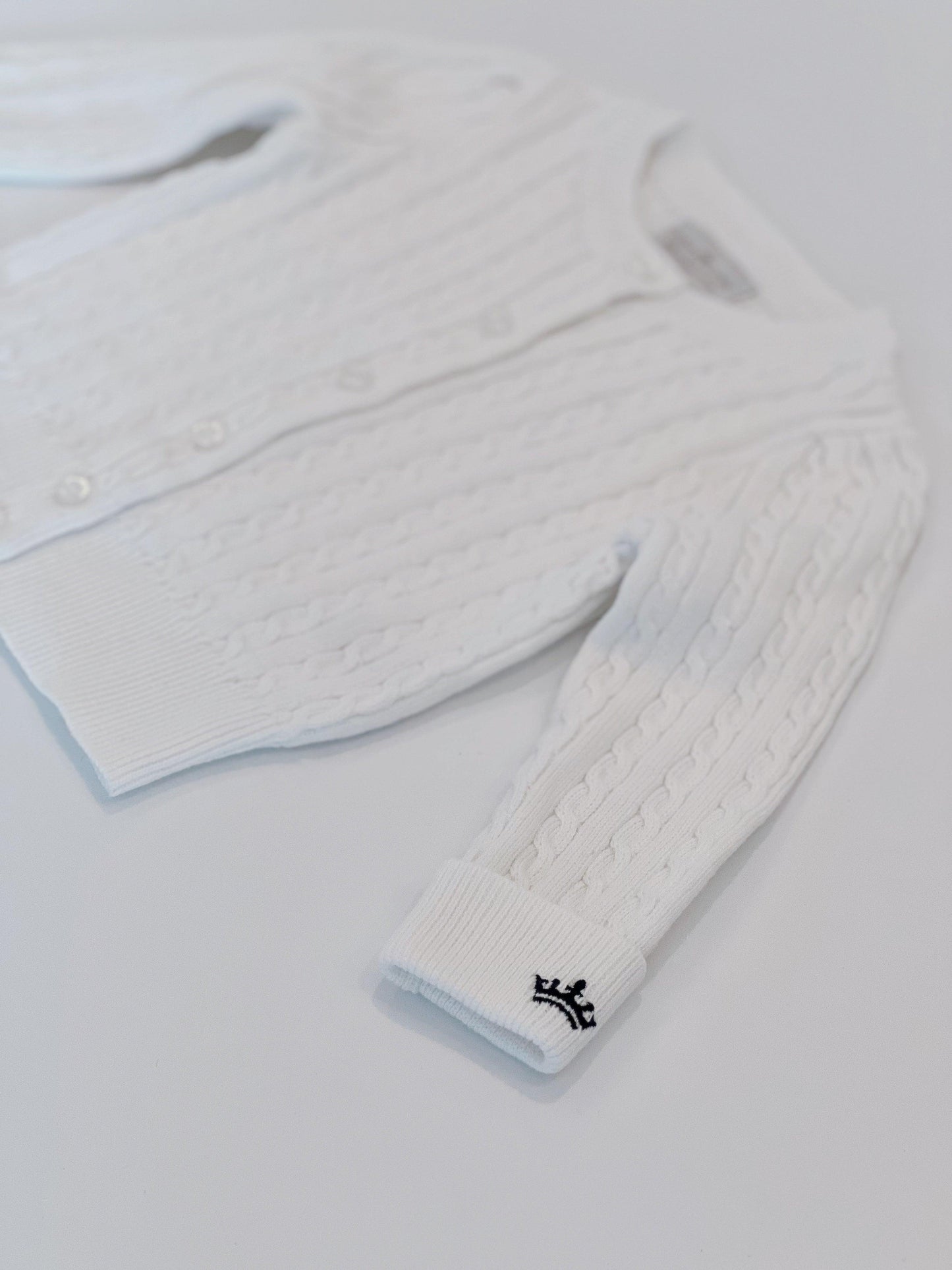 Organic Cotton Cable-Knit Cardigan - White
