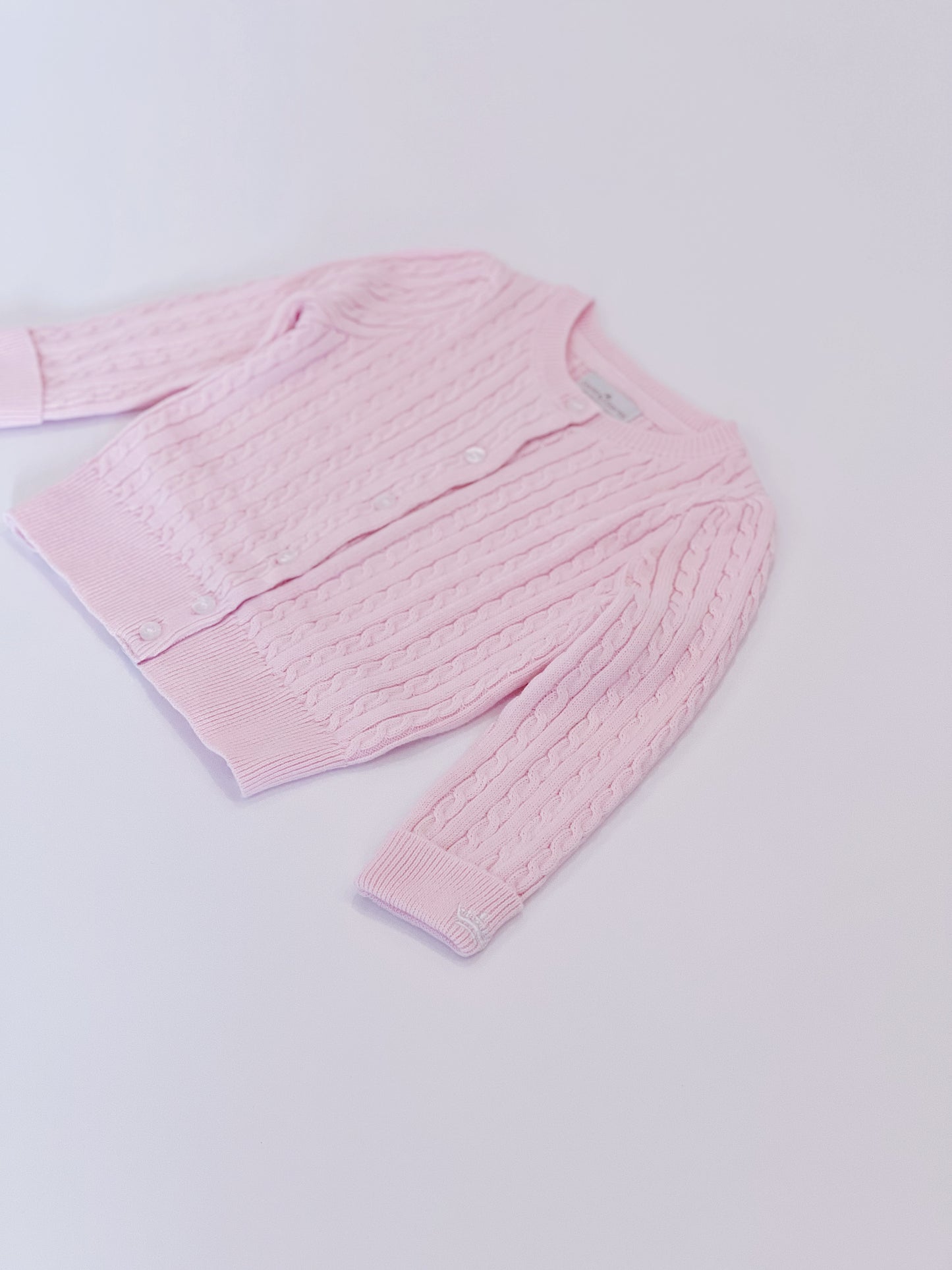 Organic Cotton Cable-Knit Baby Cardigan - Pink