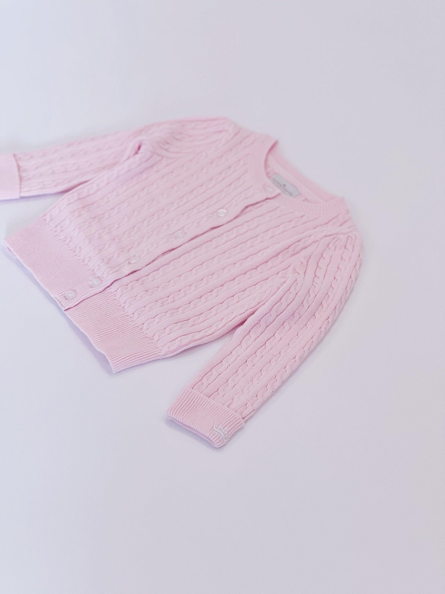 Organic Cotton Cable-Knit Baby Cardigan - Pink