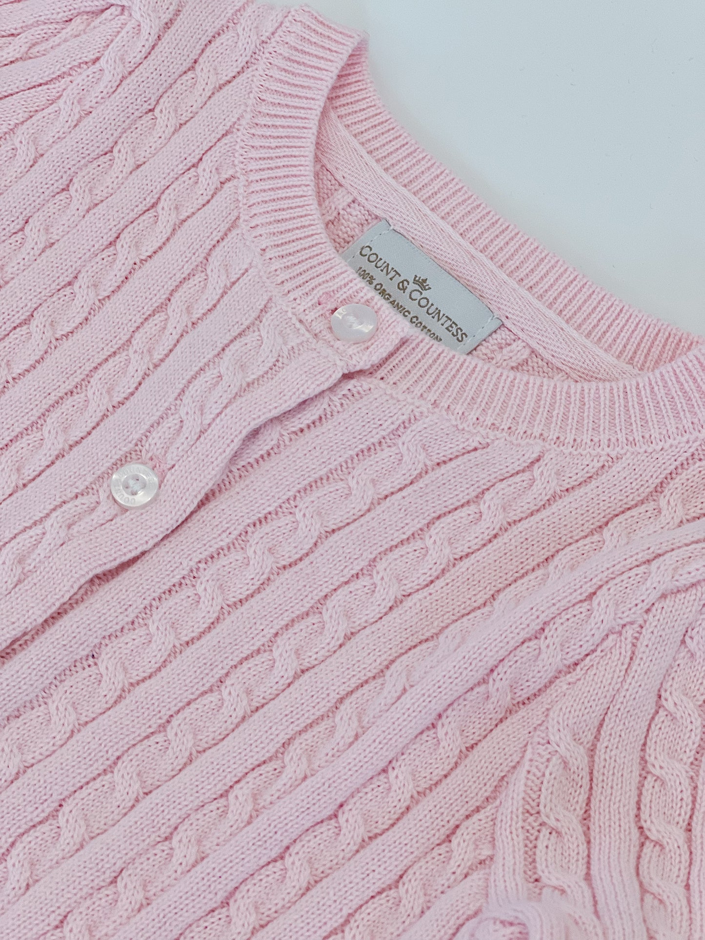 Organic Cotton Cable-Knit Baby Cardigan - Pink