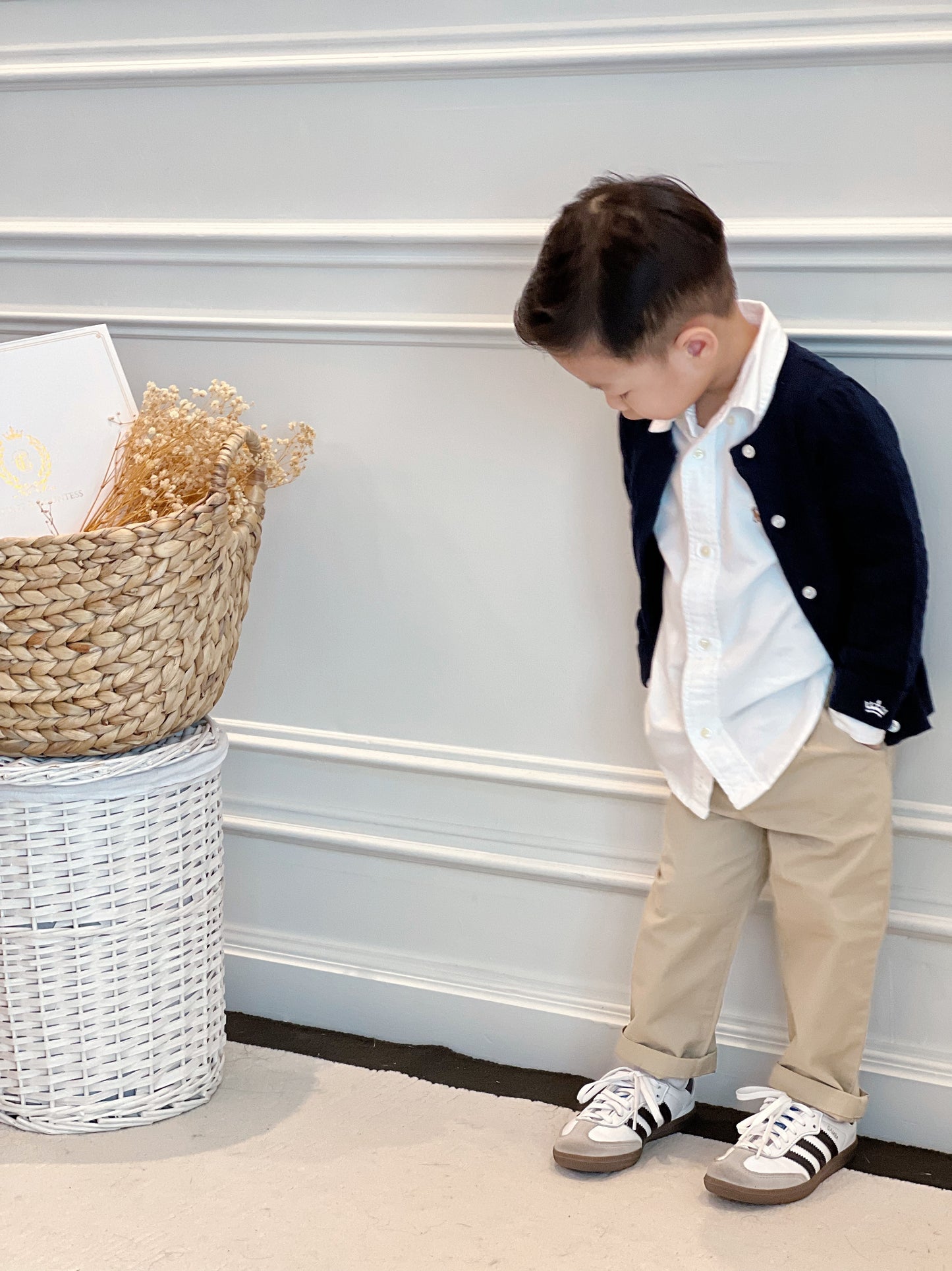 Organic Cotton Cable-Knit Cardigan - Navy