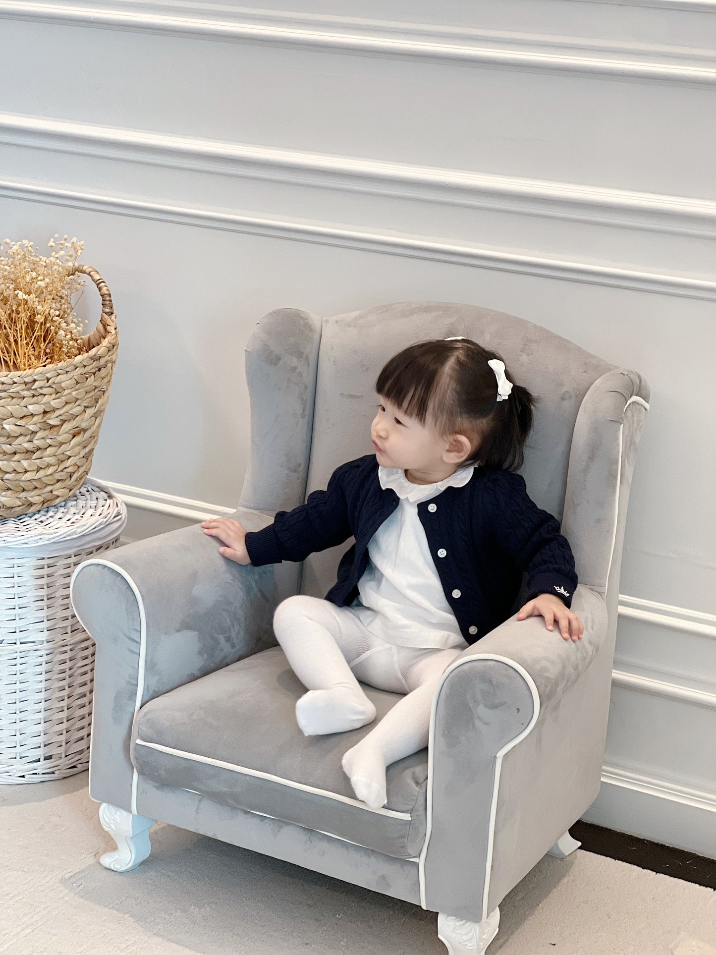 Organic Cotton Cable-Knit Cardigan - Navy