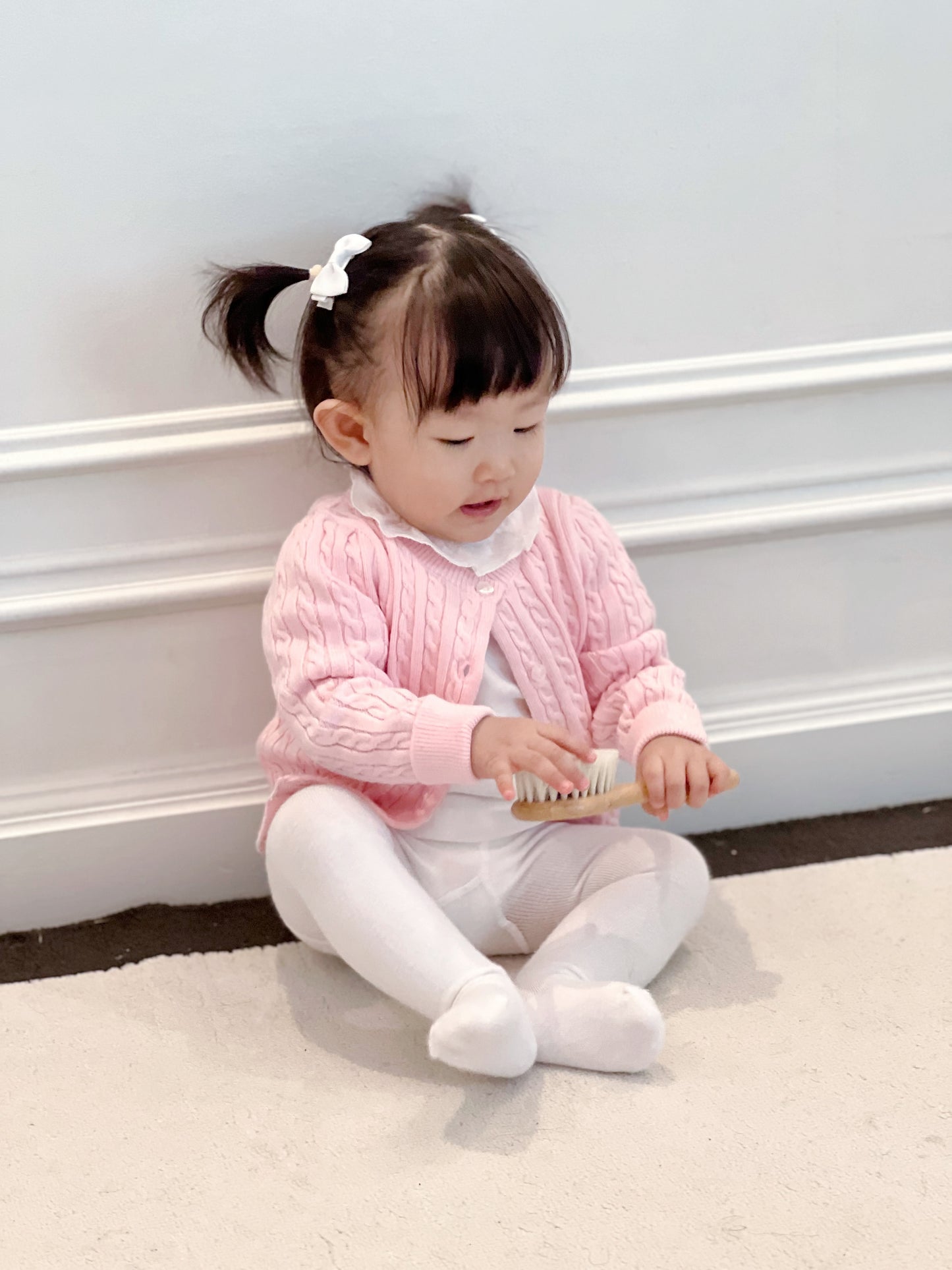 Organic Cotton Cable-Knit Baby Cardigan - Pink