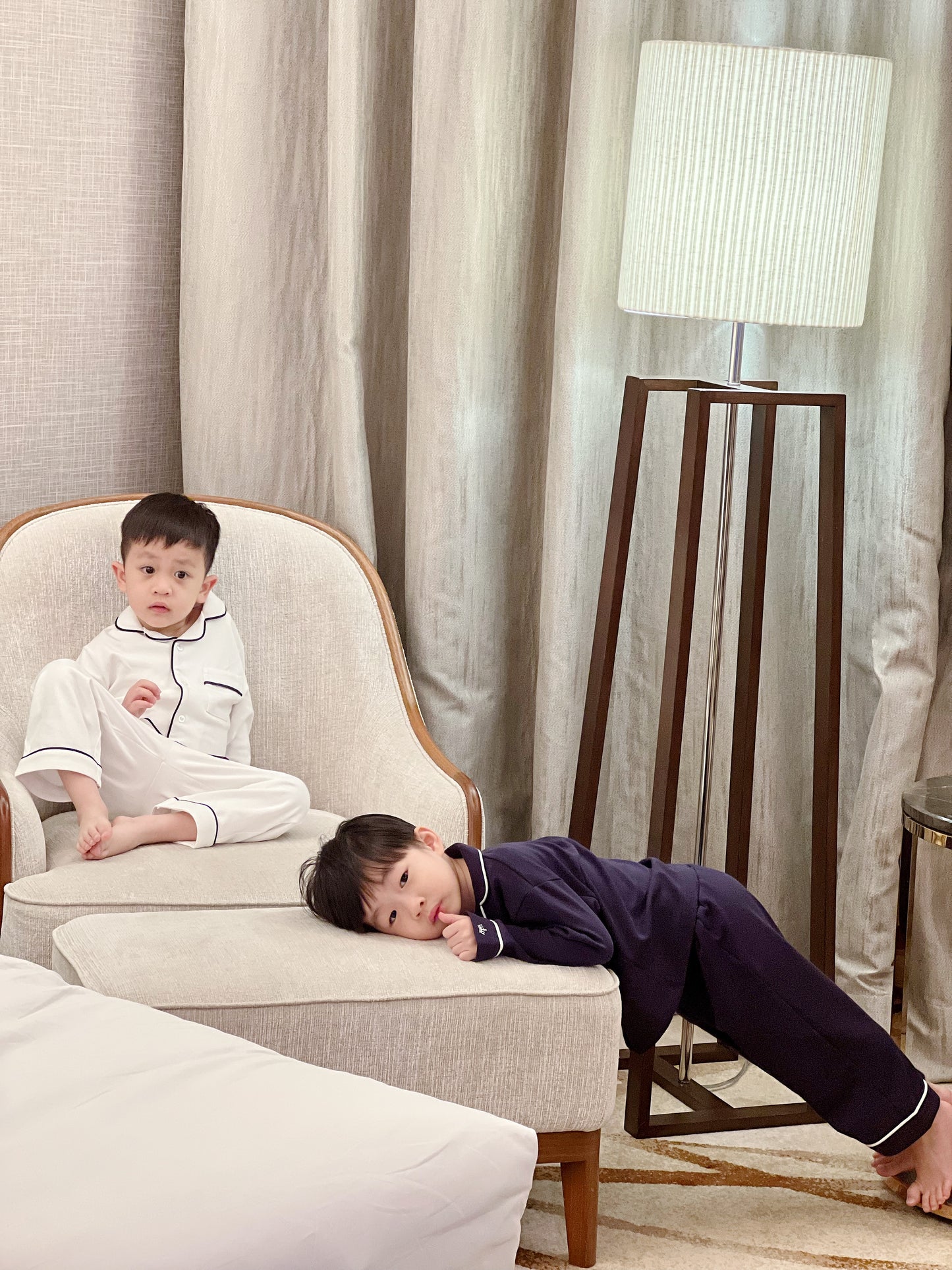 Kids Pima Loungewear Pyjamas in Urban Navy - Count & Countess