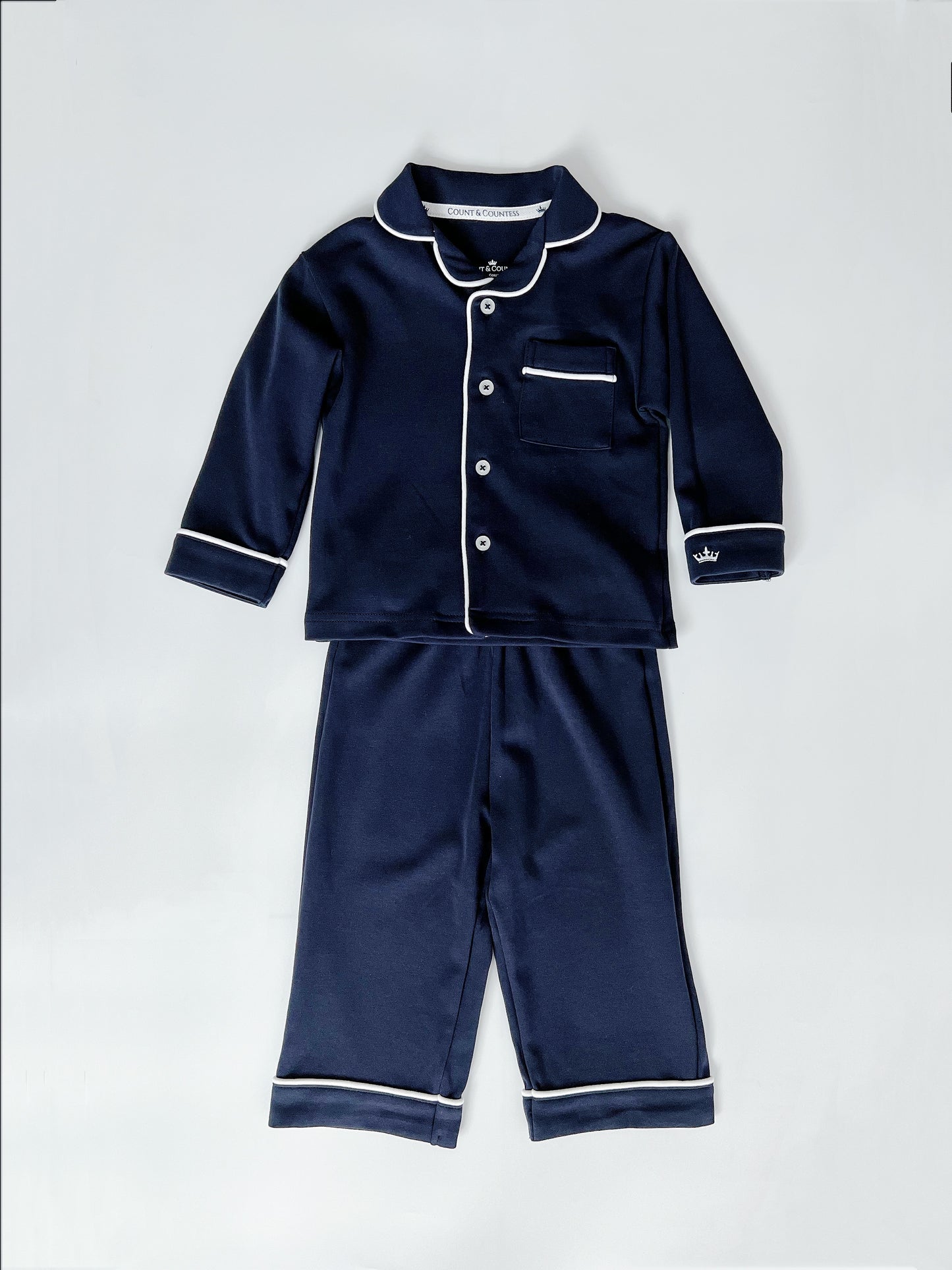 Kids Pima Loungewear Pyjamas in Urban Navy - Count & Countess