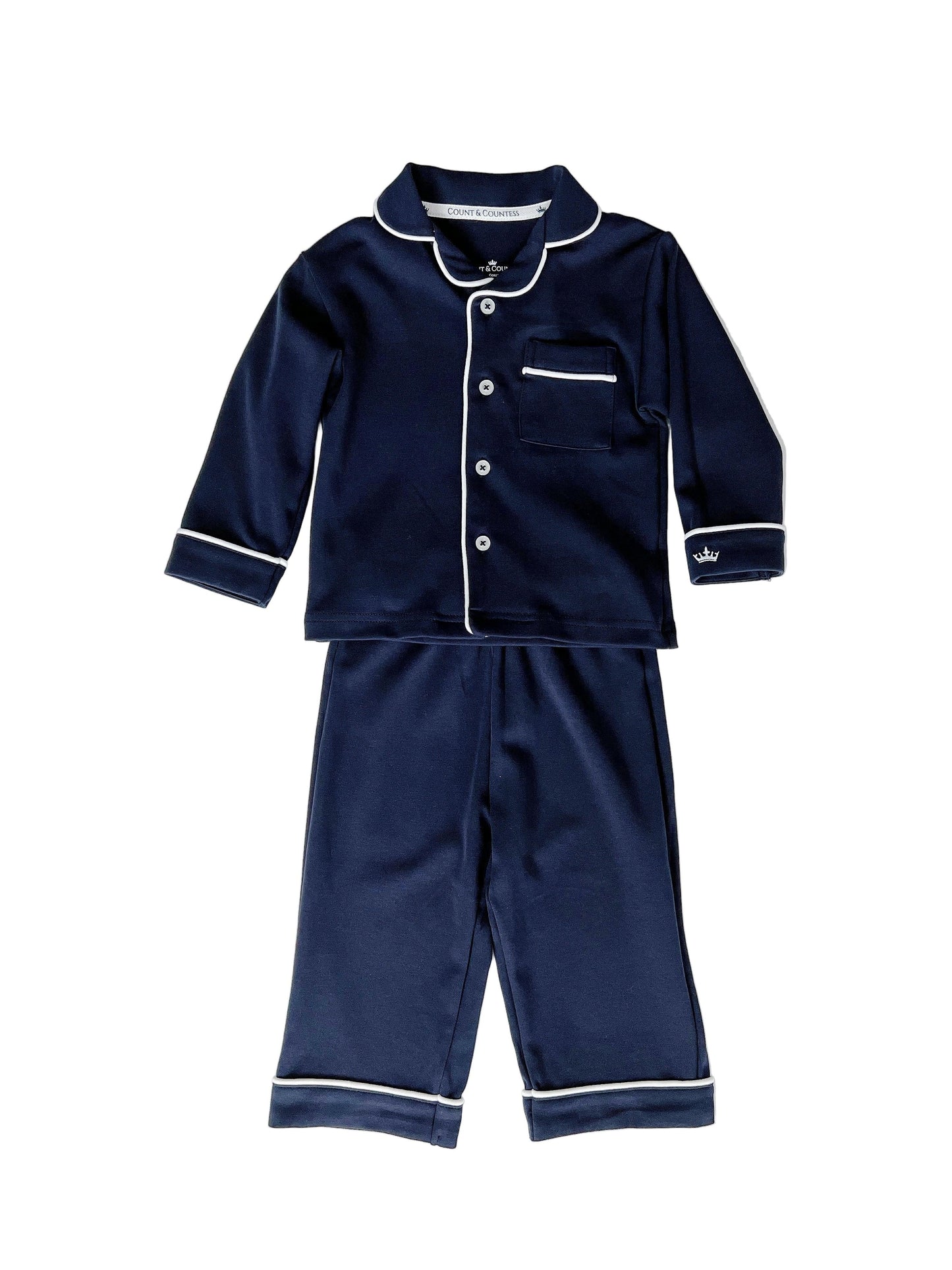 Kids Pima Loungewear Pyjamas in Urban Navy - Count & Countess