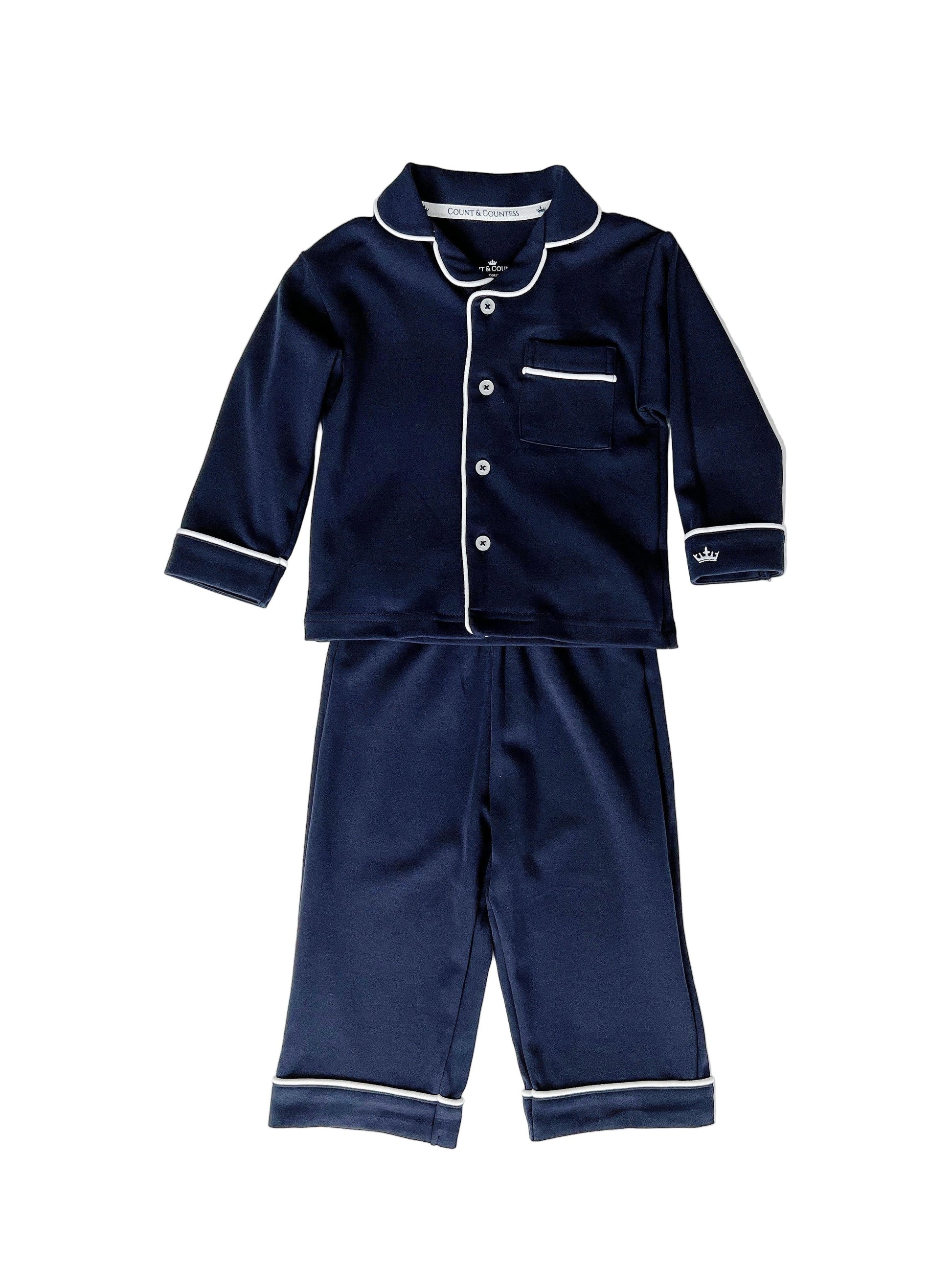 Kids Pima Loungewear Pyjamas in Urban Navy - Count & Countess