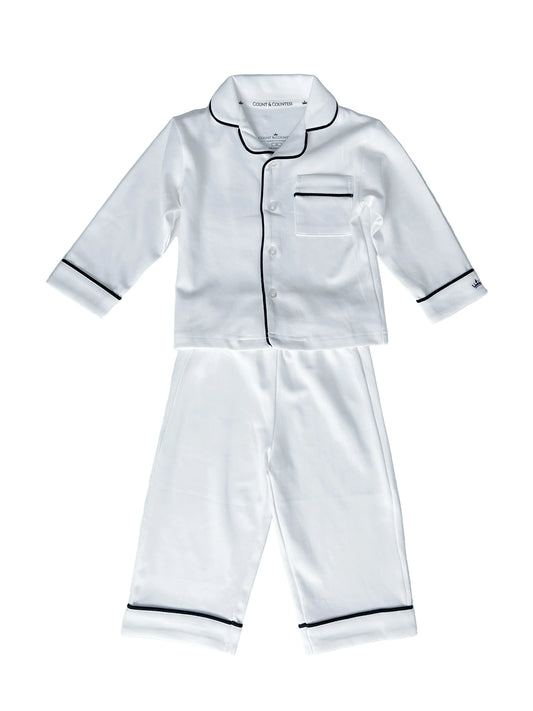 Kids Pima Loungewear Pyjamas in Classic White - Count & Countess