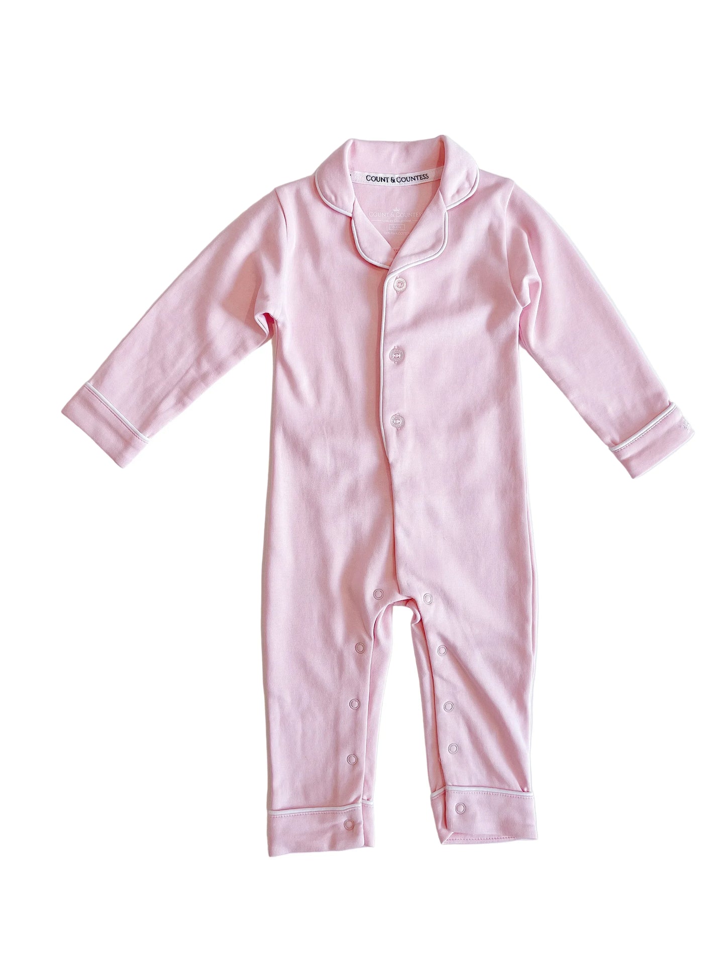 Baby Pima Romper Sleepsuit in Ballet Pink - Count & Countess