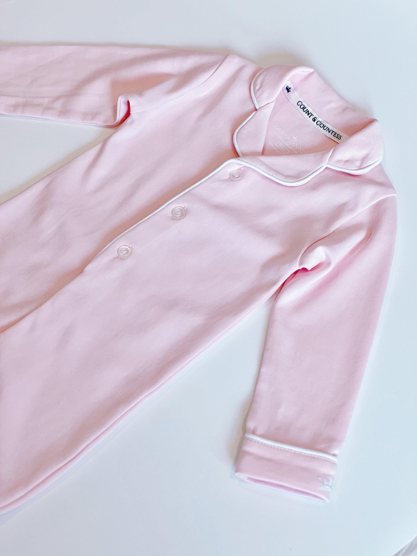 Baby Pima Romper Sleepsuit in Ballet Pink - Count & Countess