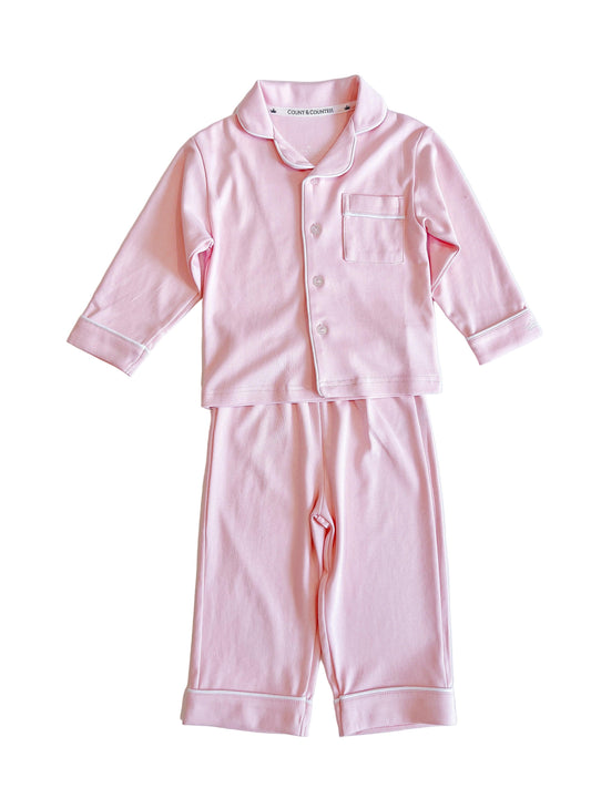 Kids Pima Loungewear Pyjamas in Ballet Pink - Count & Countess