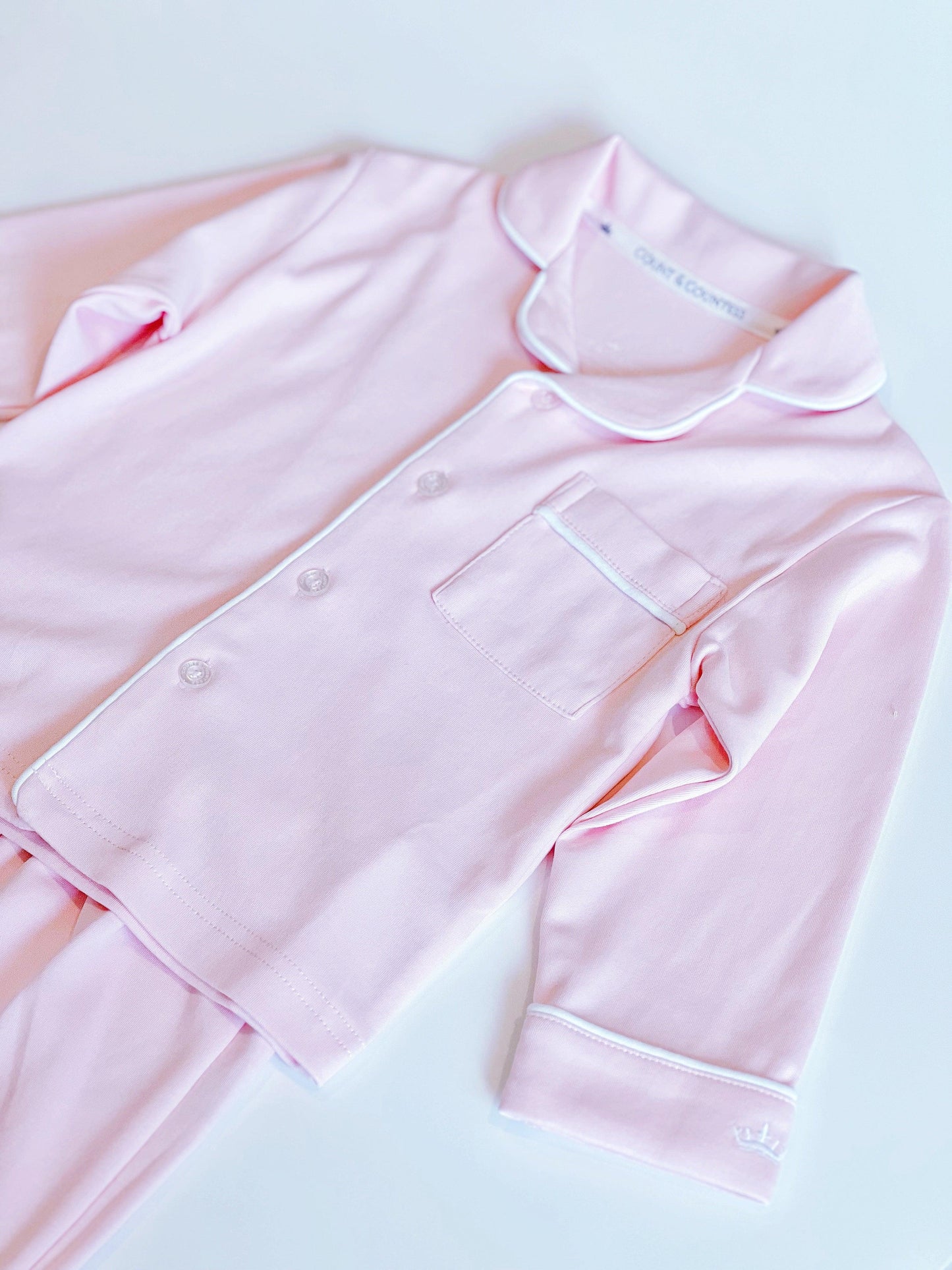 Kids Pima Loungewear Pyjamas in Ballet Pink - Count & Countess