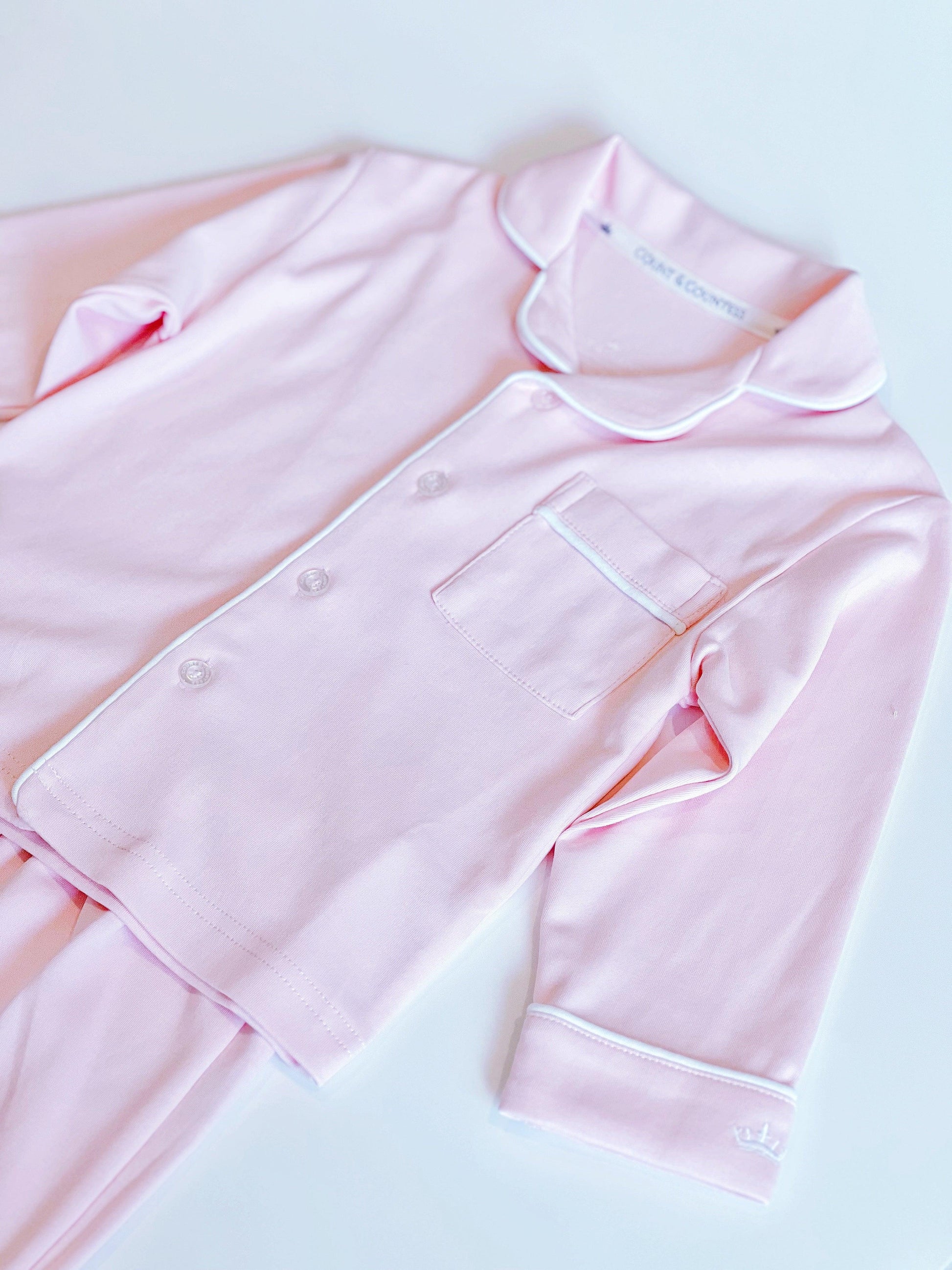 Kids Pima Loungewear Pyjamas in Ballet Pink - Count & Countess