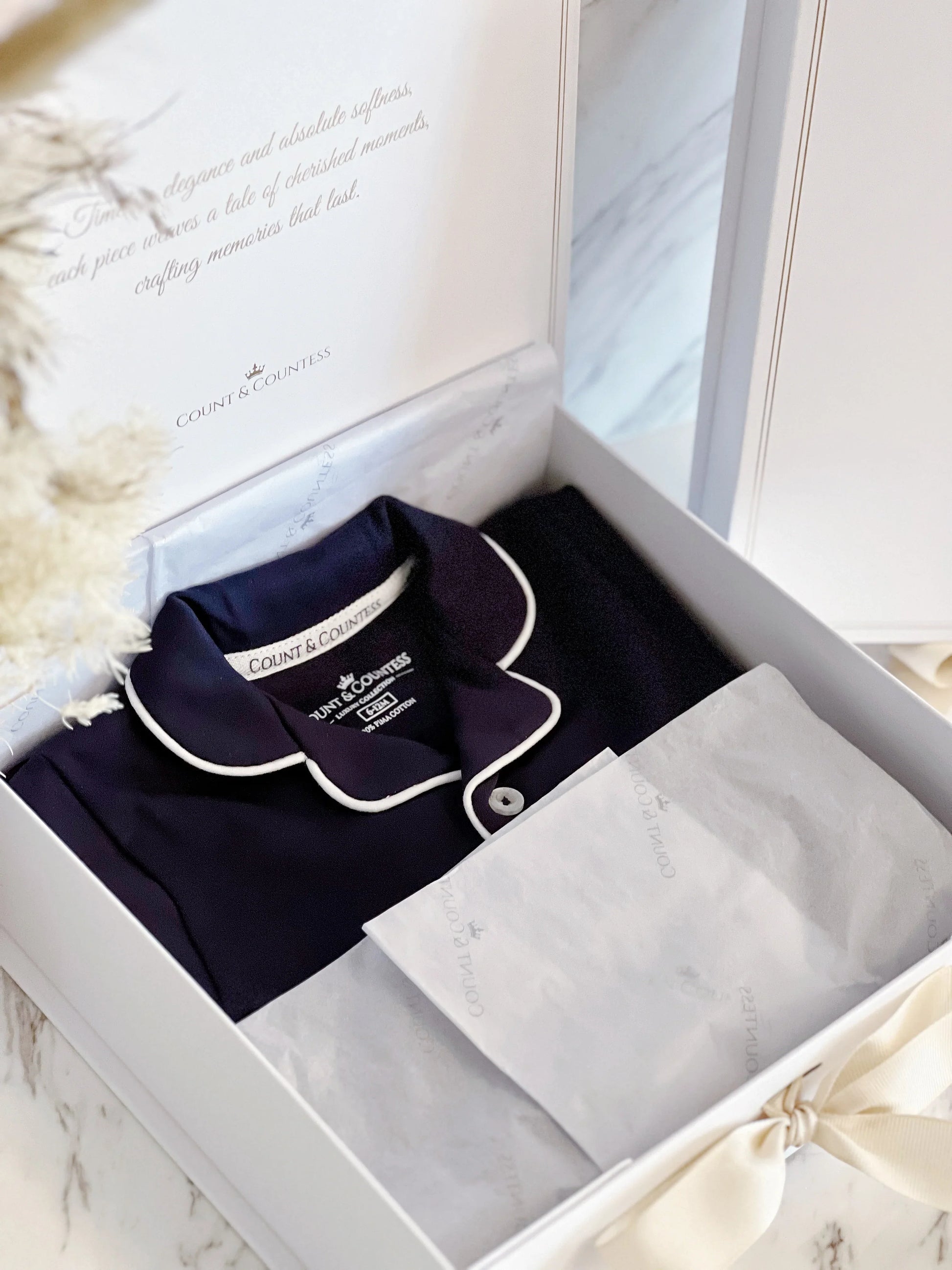 Kids Pima Loungewear Pyjamas in Urban Navy - Count & Countess