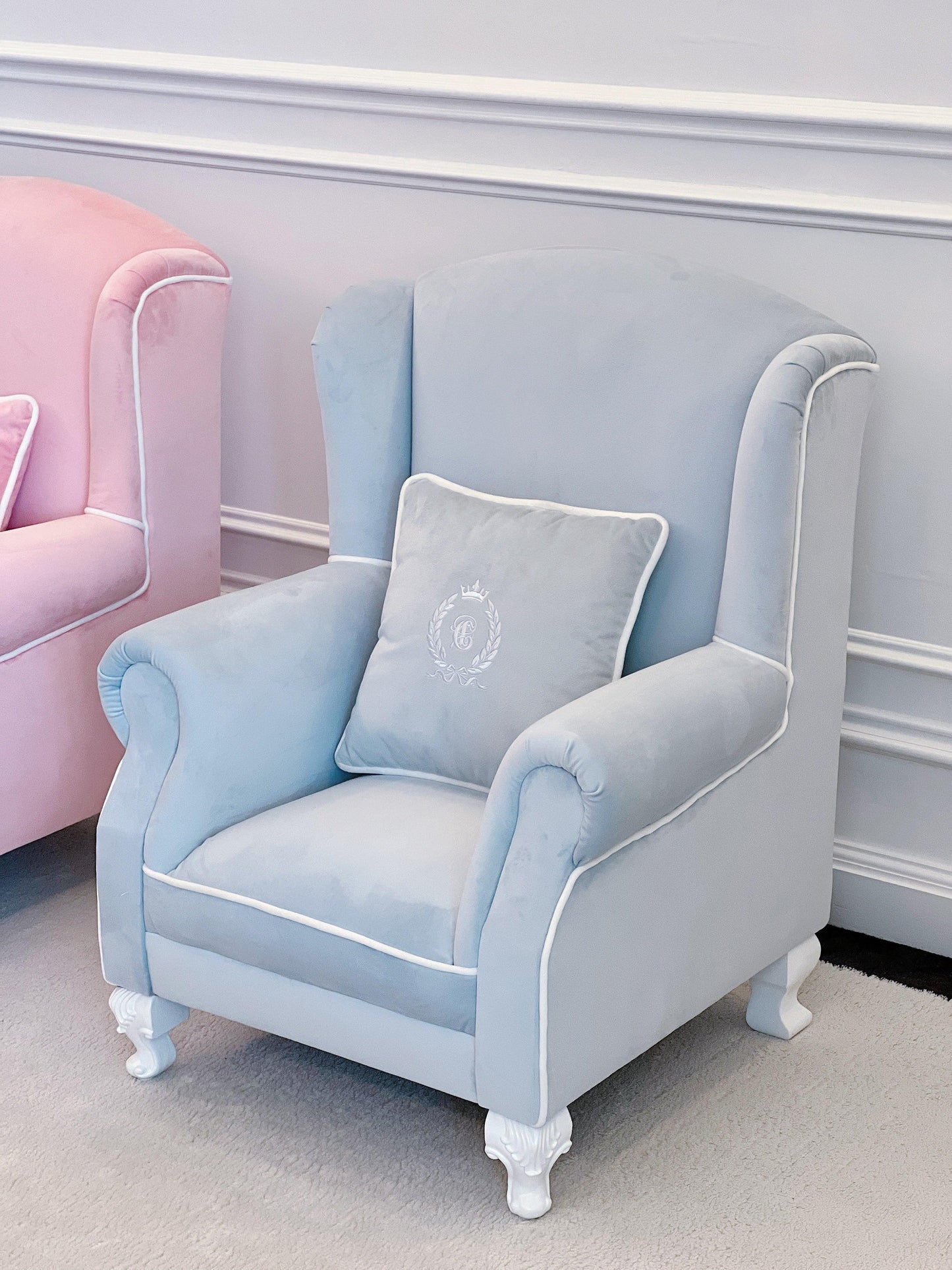 Petite Velveteen Vintage Armchair