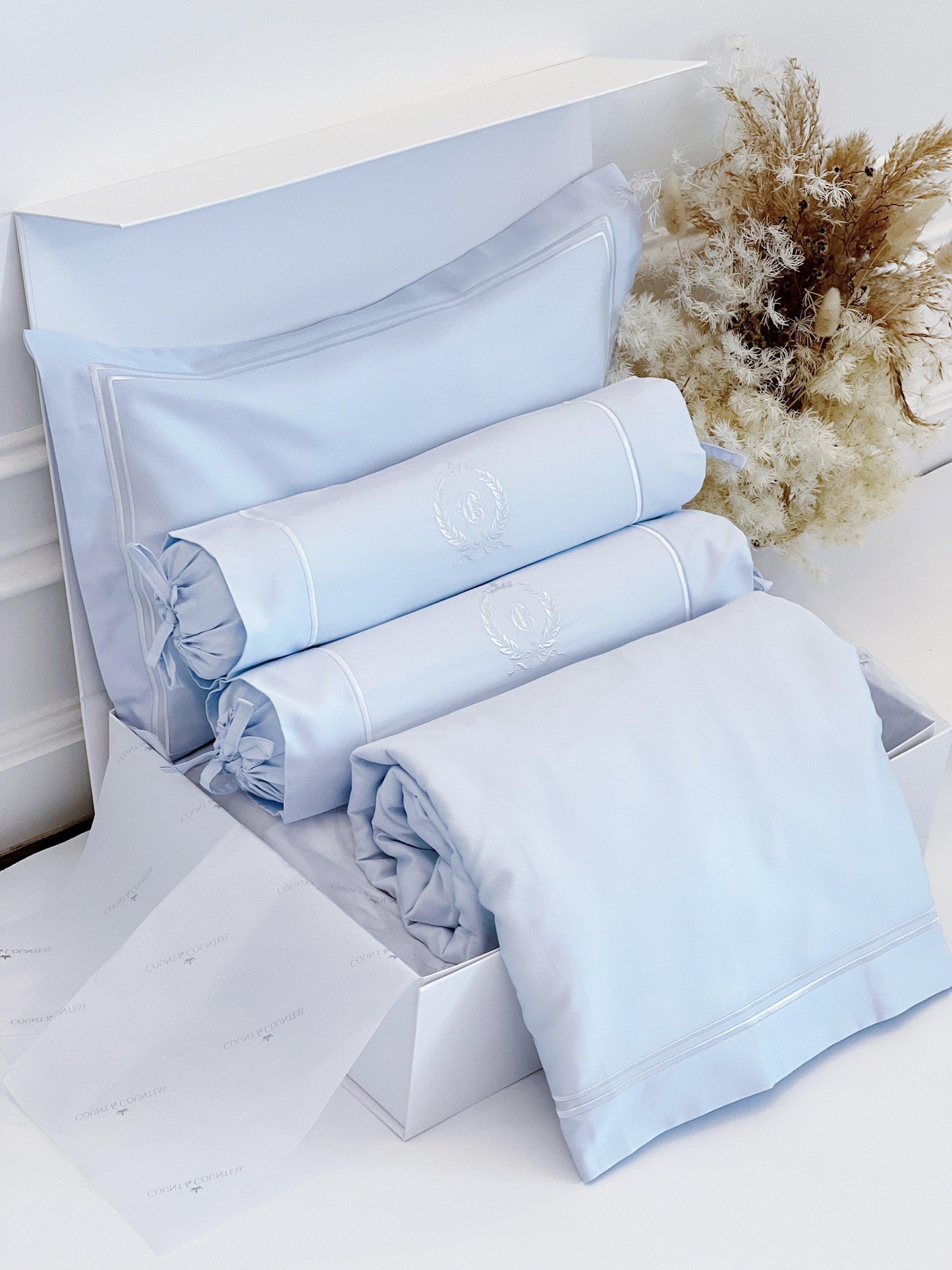 Egyptian Cotton Baby Pillow, Bolsters & Duvet Set -Dreamy Blue