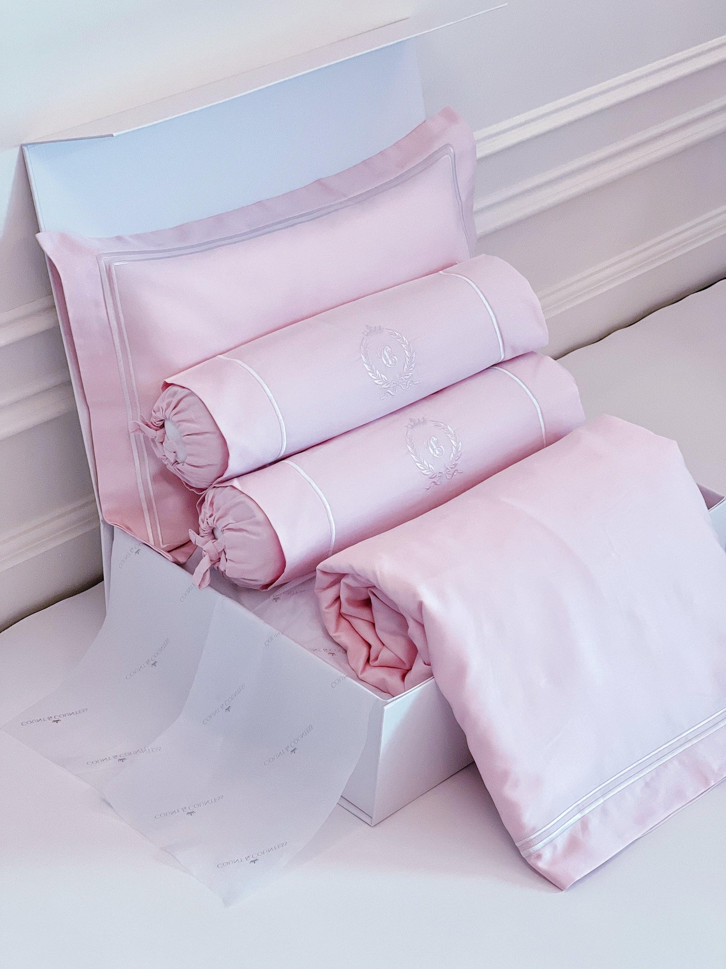 Egyptian Cotton Baby Pillow, Bolsters & Duvet Set - Cradle Pink