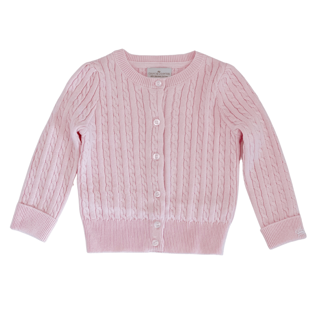 Organic Cotton Cable-Knit Baby Cardigan - Pink