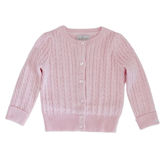 Organic Cotton Cable-Knit Baby Cardigan - Pink