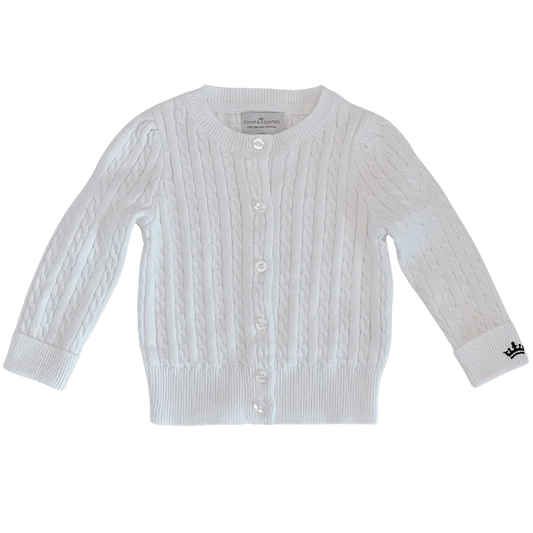 Organic Cotton Cable-Knit Cardigan - White