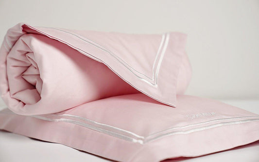 Luxury Egyptian Cotton Mulberry Silk Pillow & Duvet Set - Cradle Pink - Count & Countess