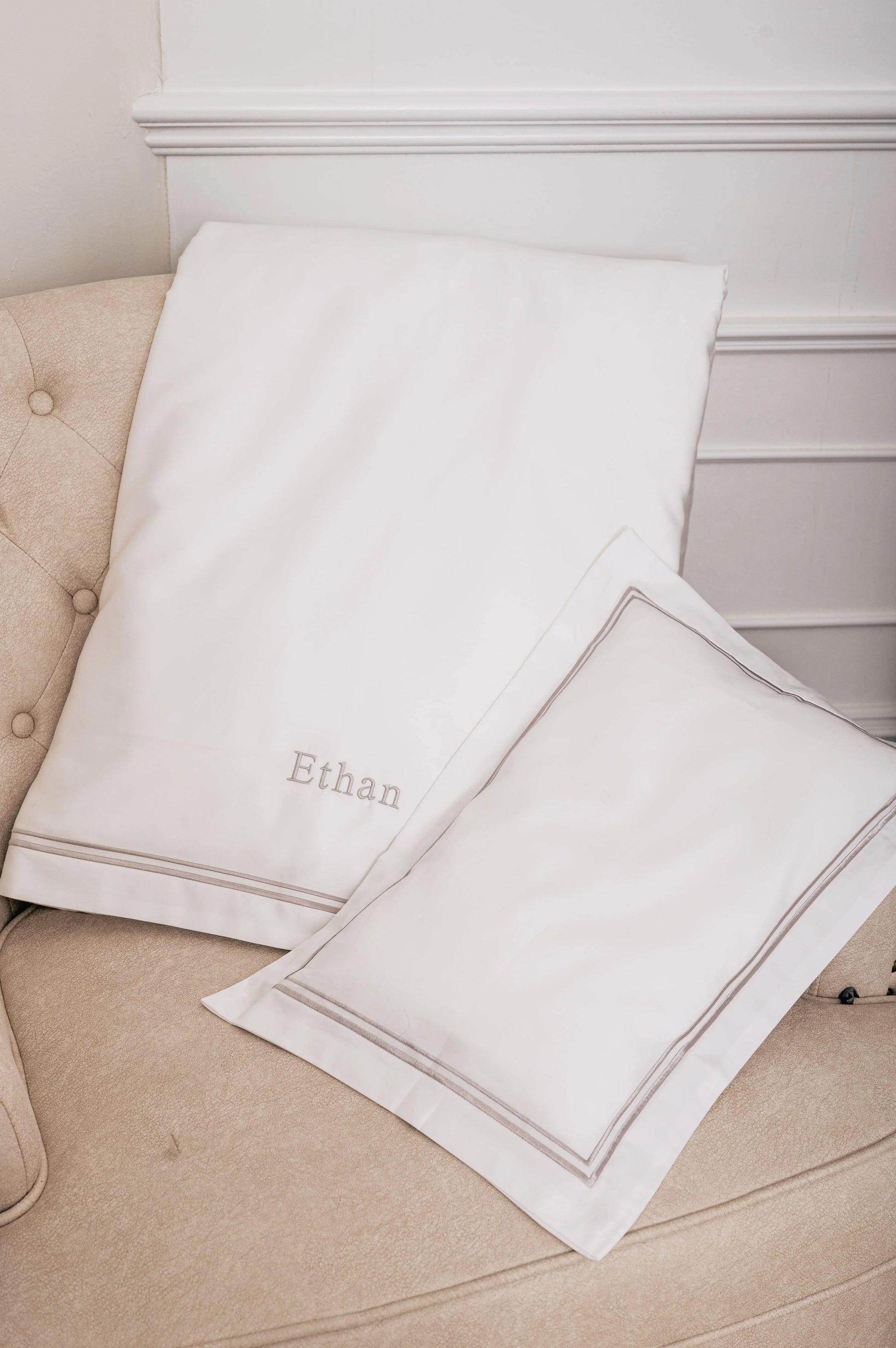 The Egyptian Cotton Nursery Collection Baby Bedding Set - Platinum White - Count & Countess