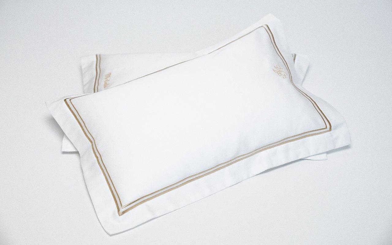 Luxury Egyptian Cotton Boudoir Sham Mulberry Silk Pillow - Royal White - Count & Countess