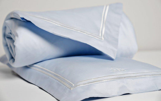 Luxury Egyptian Cotton Mulberry Silk Pillow & Duvet Set - Dreamy Blue - Count & Countess