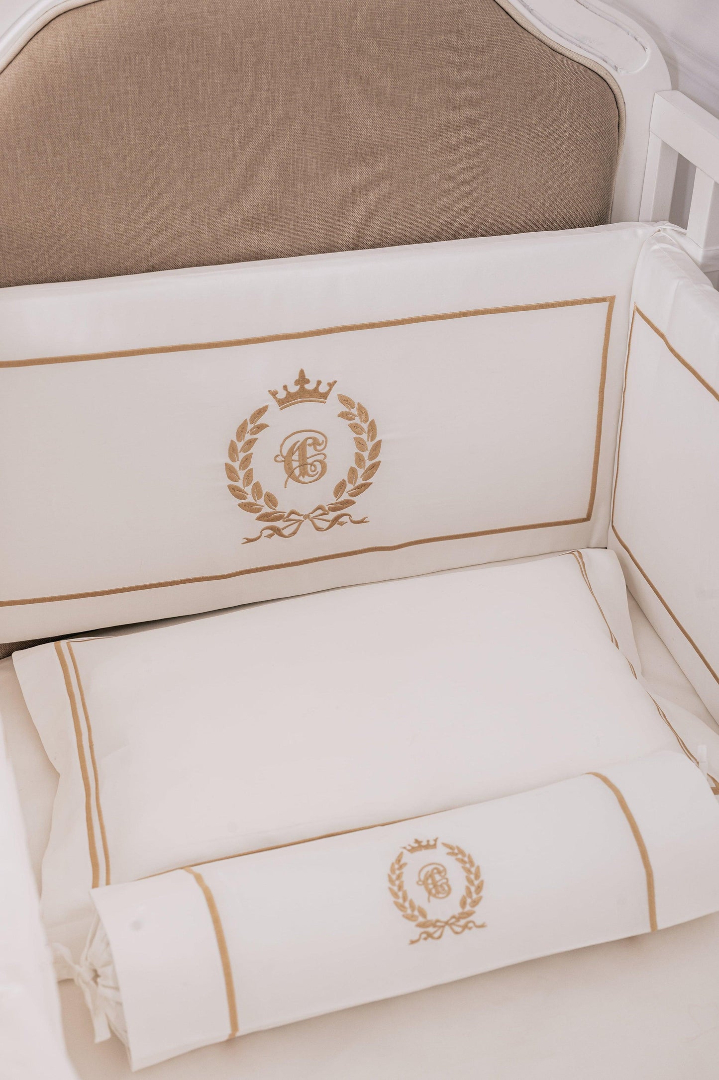 The Egyptian Cotton Nursery Collection Baby Bedding Set - Royal White - Count & Countess