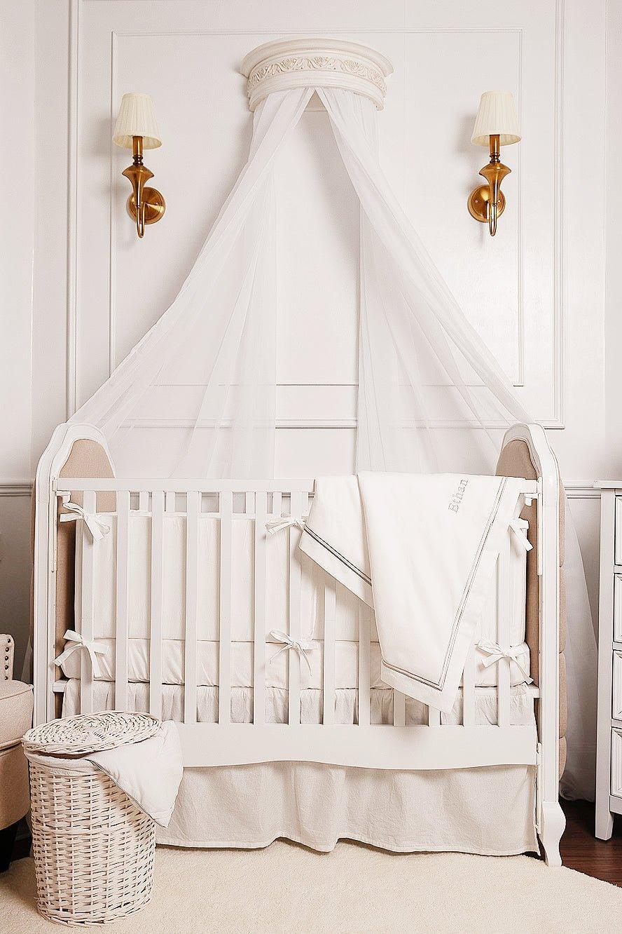 The Egyptian Cotton Nursery Collection Baby Bedding Set - Platinum White - Count & Countess