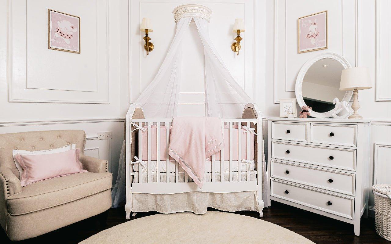 Cot Bumpers for baby girl made from 100% Egyptian Cotton