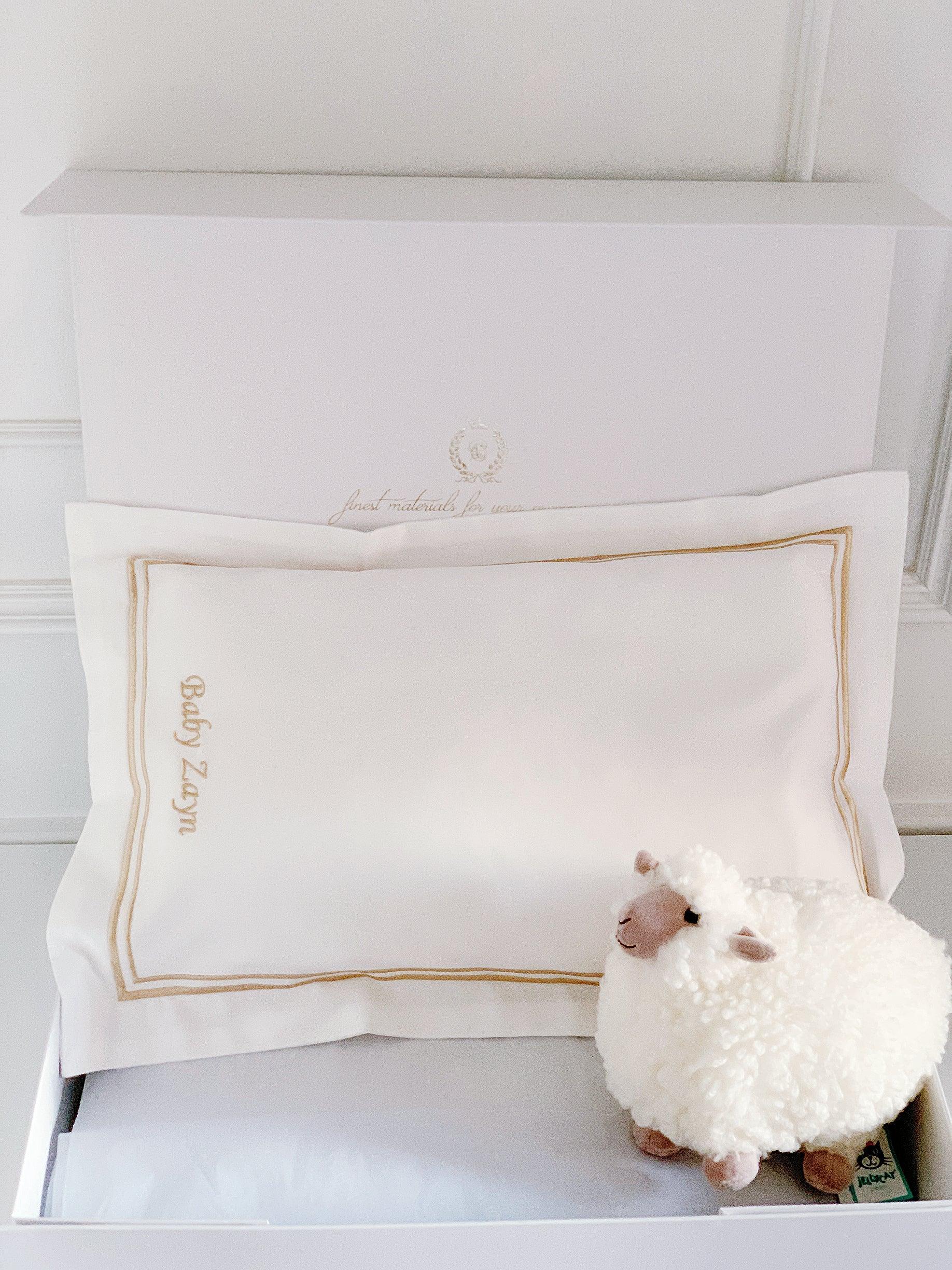 Boudoir Sham Pillow Baby Gift Set - Royal White - Count & Countess