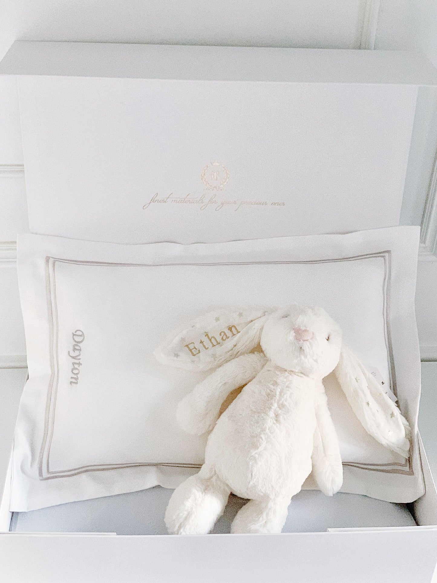 Boudoir Sham Pillow Baby Gift Set - Platinum White - Count & Countess