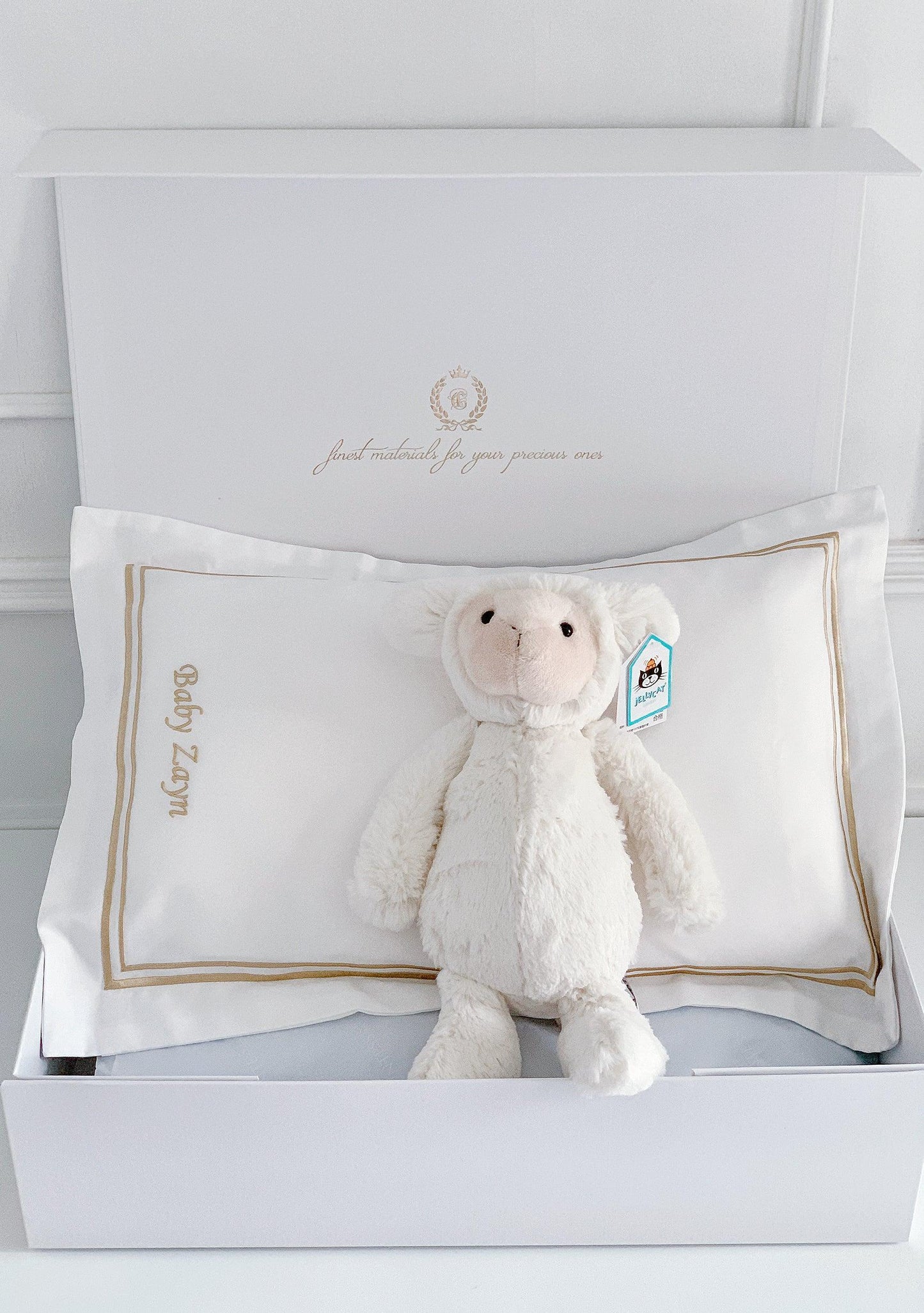 Boudoir Sham Pillow Baby Gift Set - Royal White - Count & Countess
