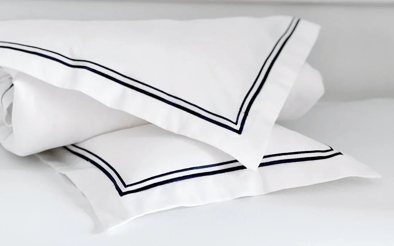 Luxury Egyptian Cotton Mulberry Silk Pillow & Duvet Set - Symphony Blue - Count & Countess