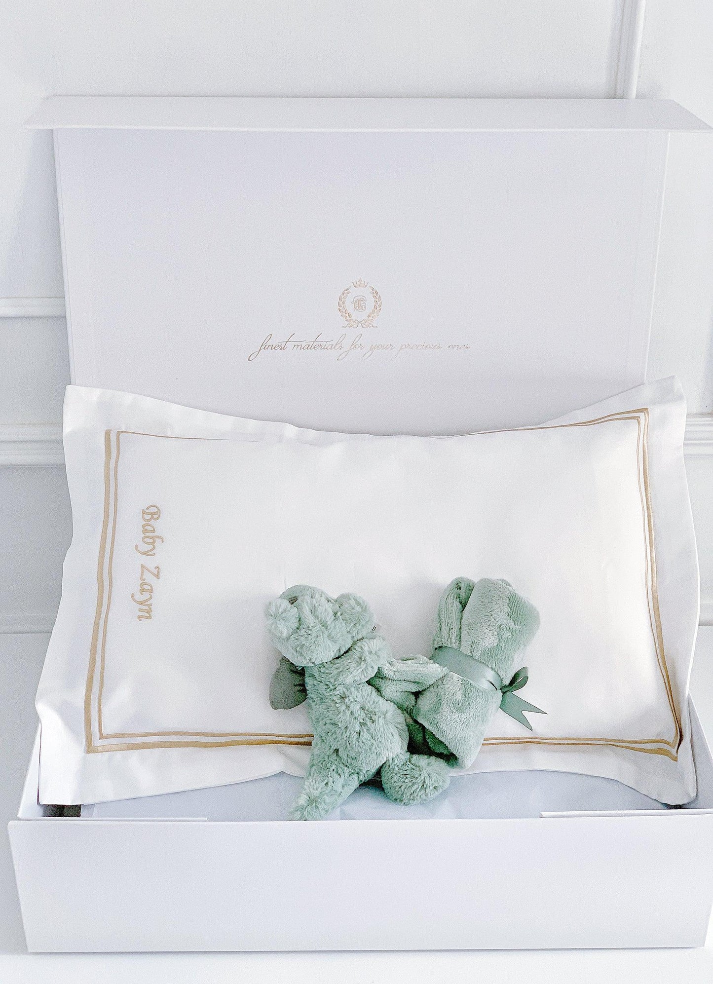 Boudoir Sham Pillow Baby Gift Set - Royal White - Count & Countess