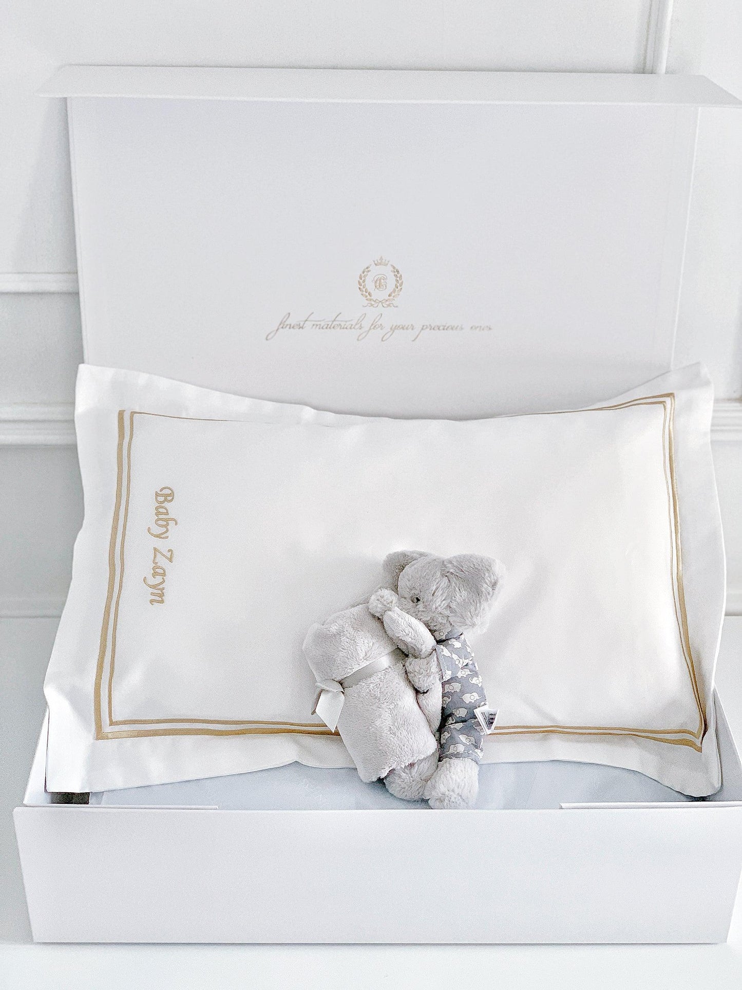 Boudoir Sham Pillow Baby Gift Set - Royal White - Count & Countess