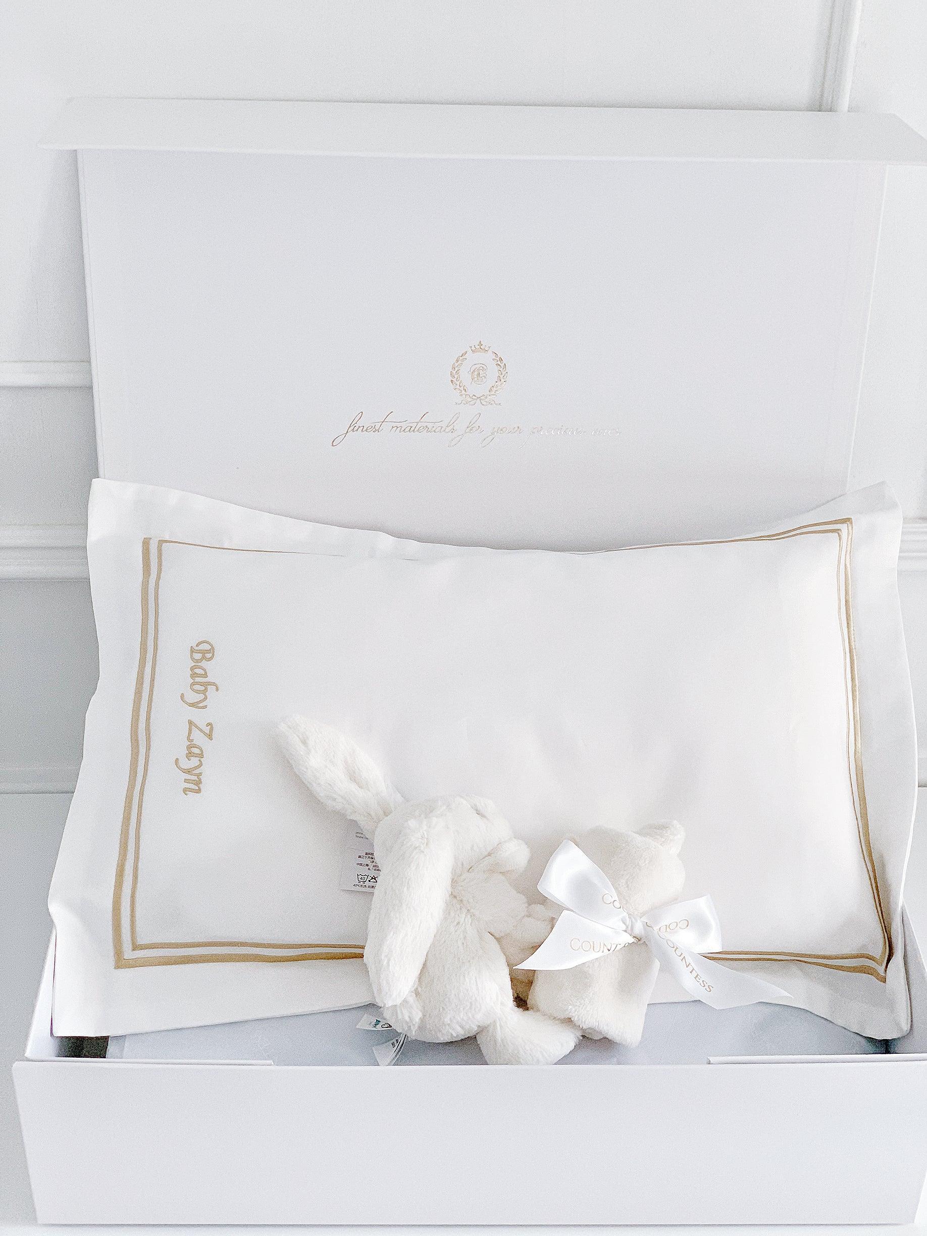 Boudoir Sham Pillow Baby Gift Set - Royal White - Count & Countess