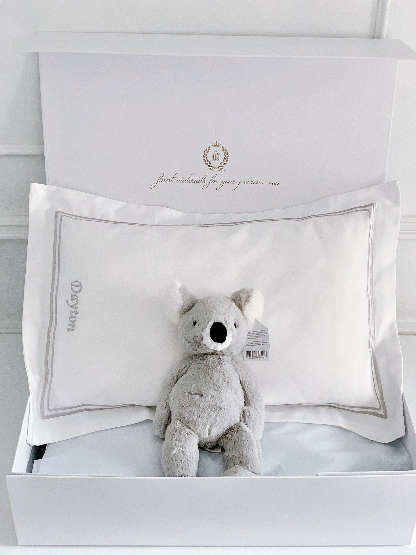 Boudoir Sham Pillow Baby Gift Set - Platinum White - Count & Countess
