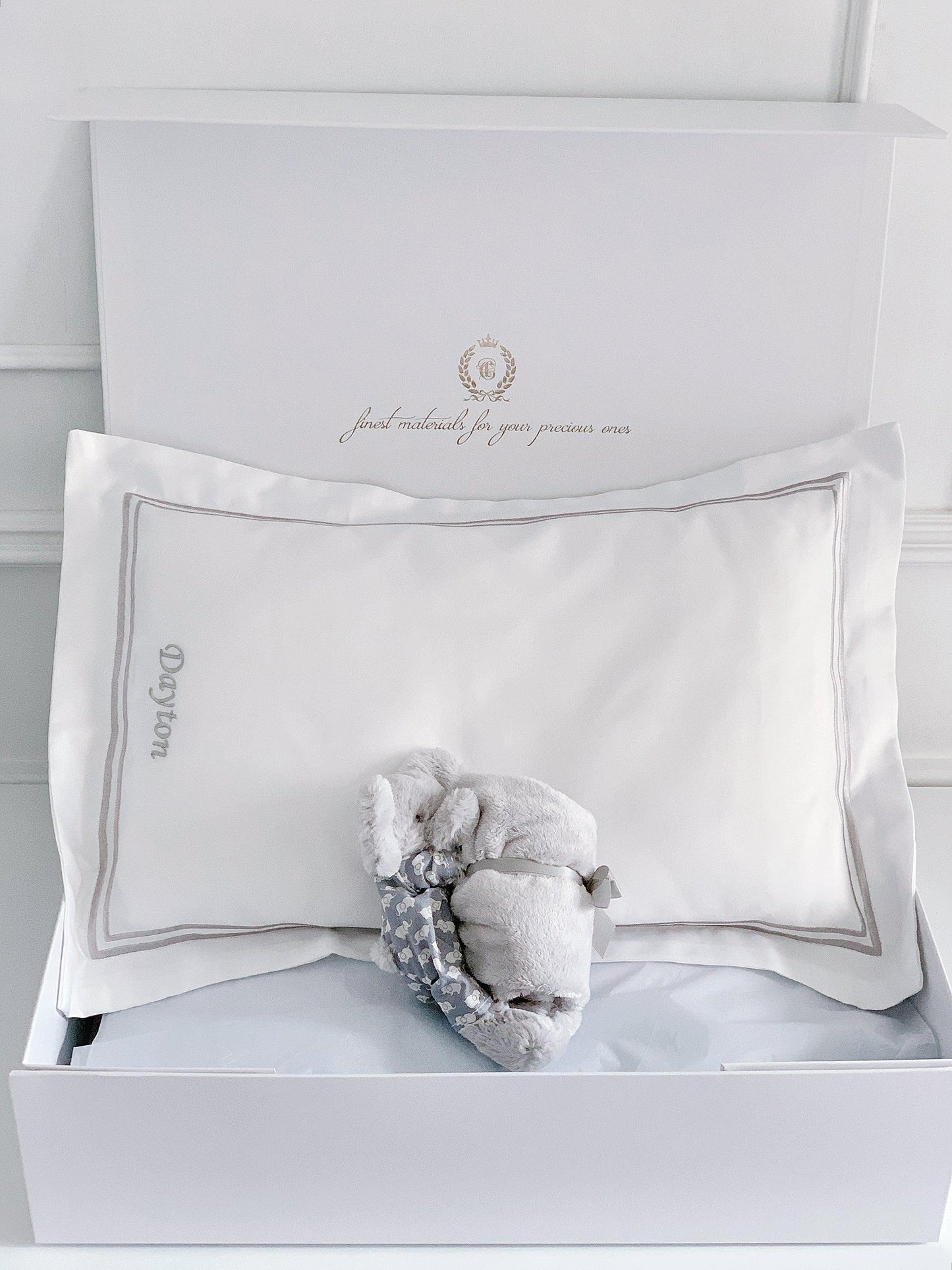Boudoir Sham Pillow Baby Gift Set - Platinum White - Count & Countess