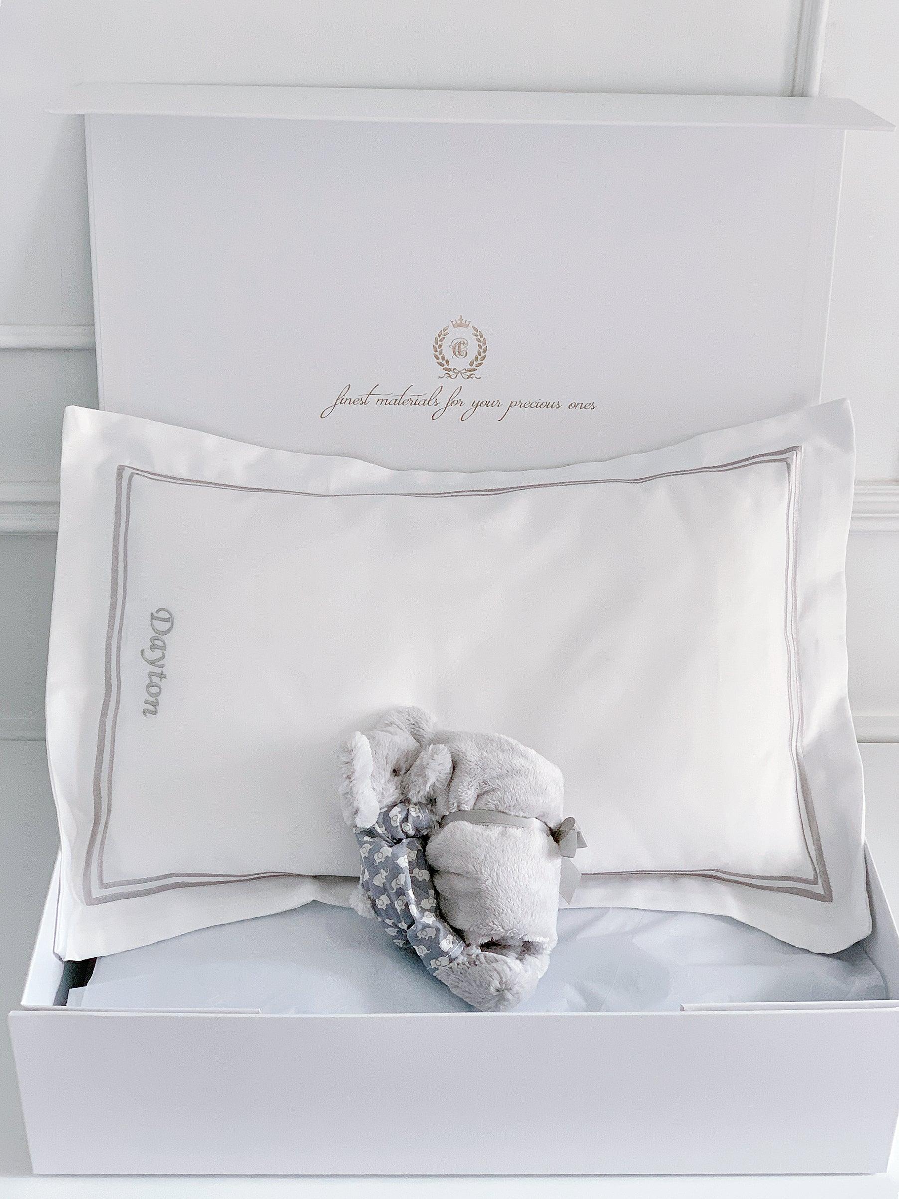 Boudoir Sham Pillow Baby Gift Set - Platinum White - Count & Countess
