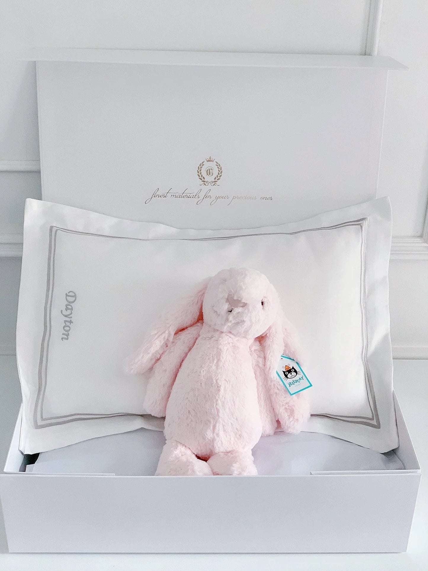 Boudoir Sham Pillow Baby Gift Set - Platinum White - Count & Countess