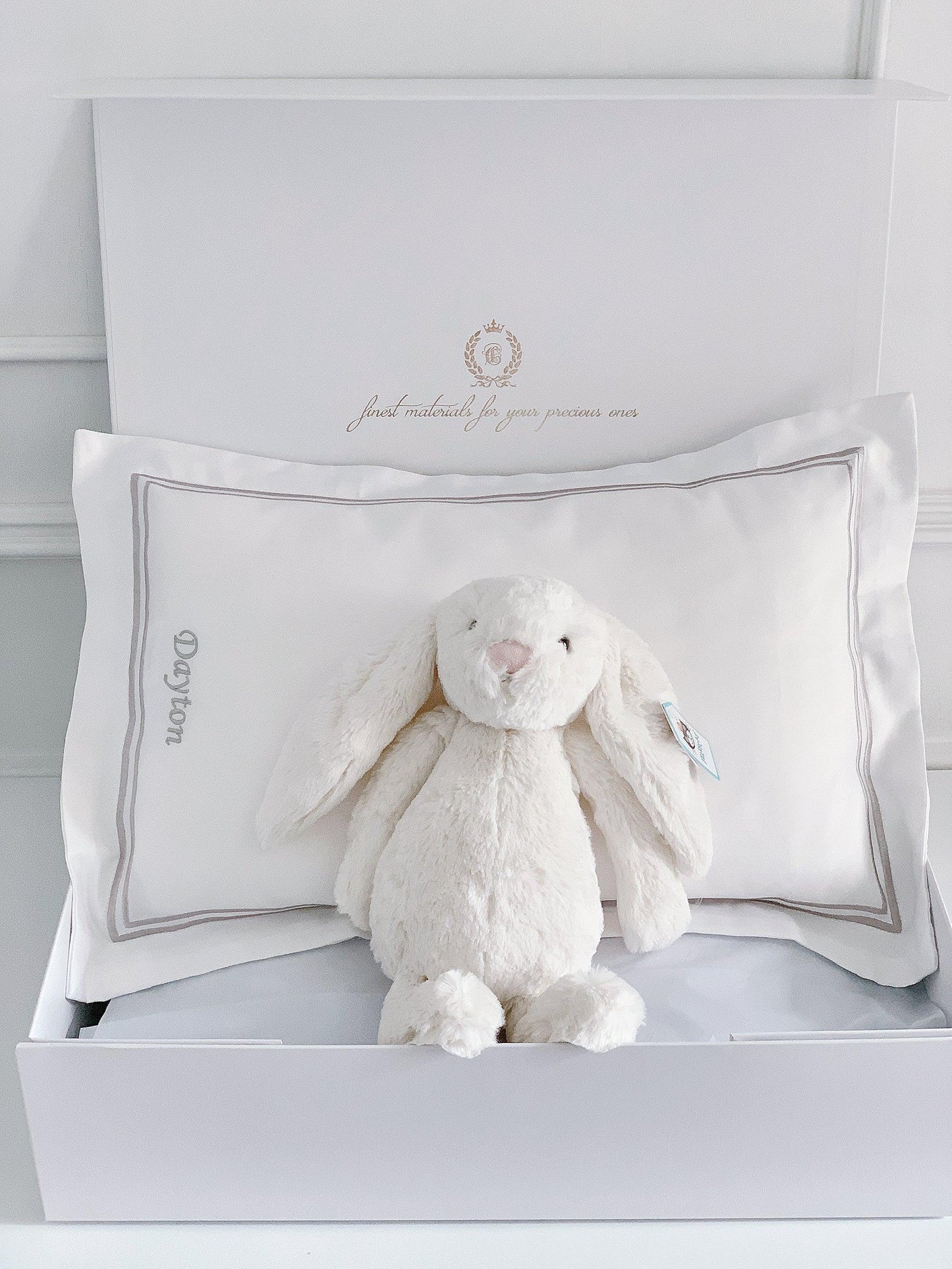 Boudoir Sham Pillow Baby Gift Set - Platinum White - Count & Countess